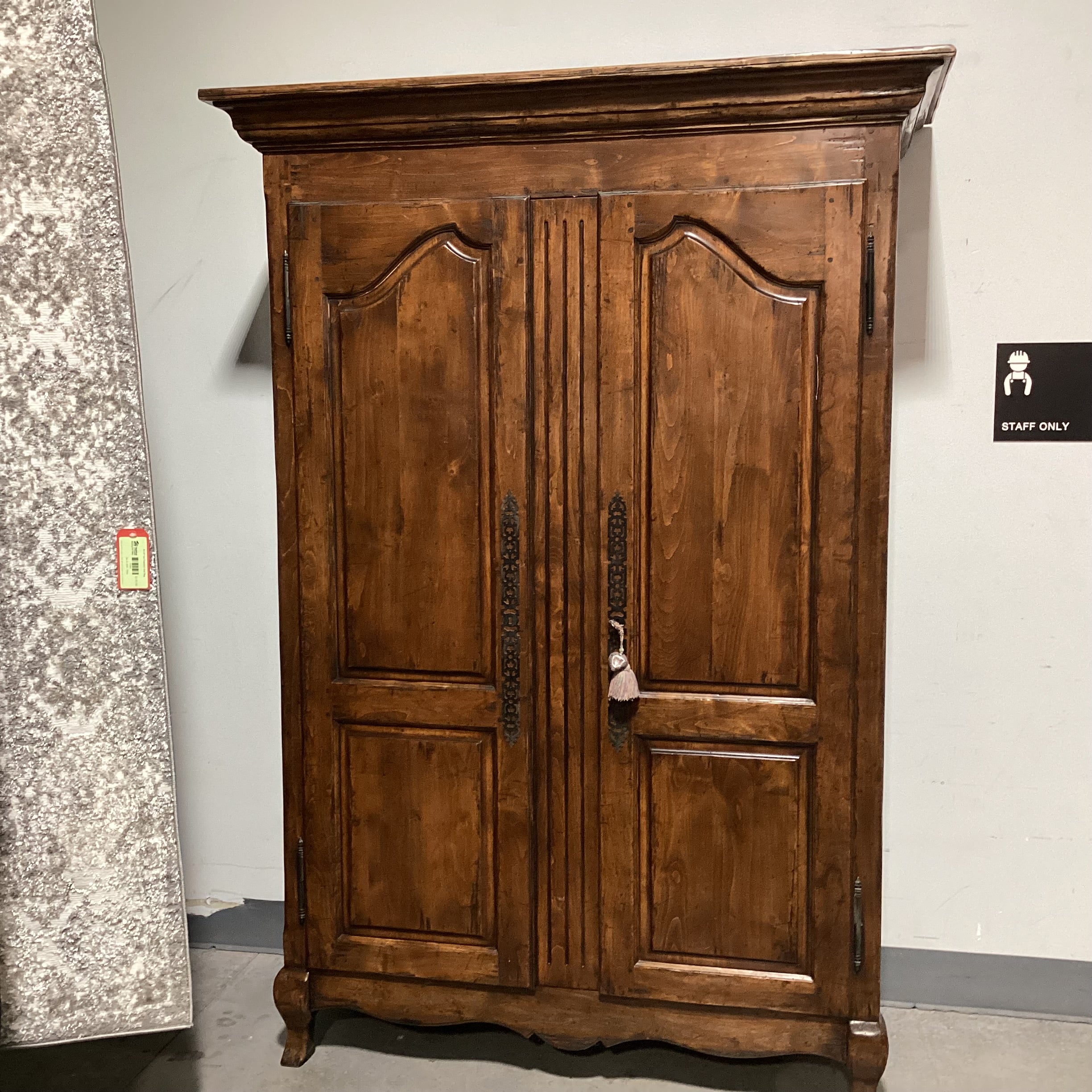 Dark Distressed Finish 2 Door 4 Drawer Armoire 59"x 26"x 85"
