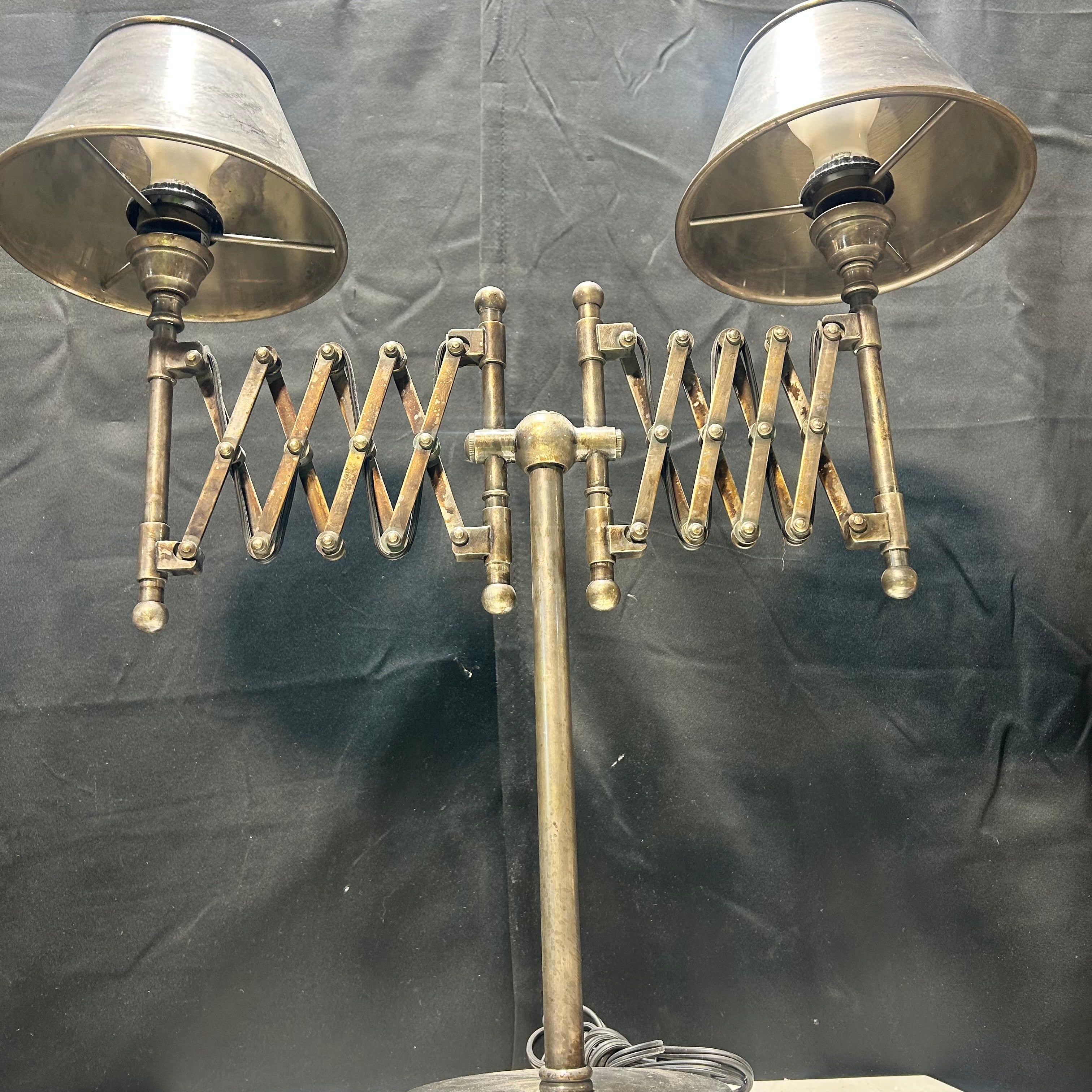 Hard To Find Double Accordion Industrial Table Lamp 17"x 8"x 24"