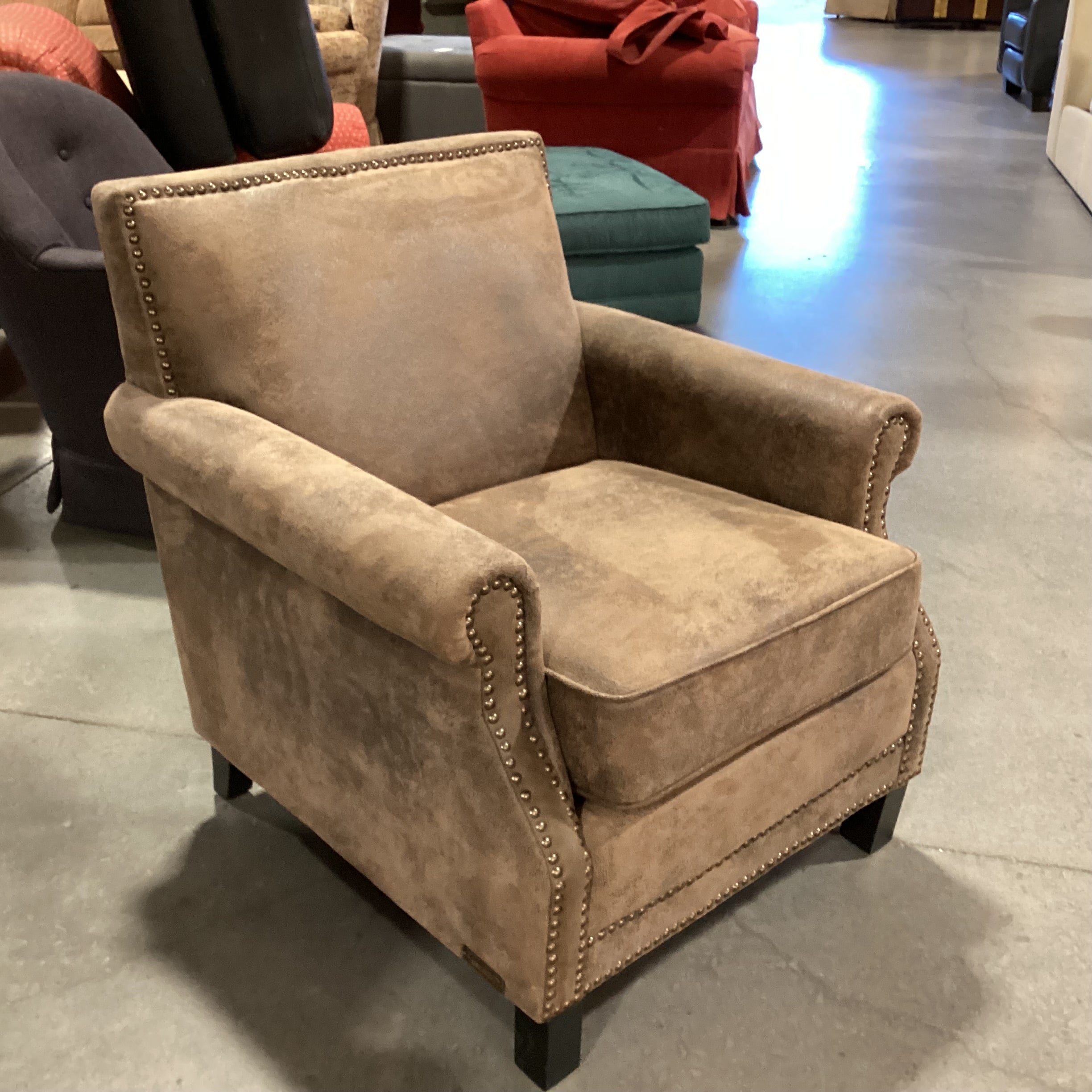 Abbyson Living Brown Textured Micro Suede Nailhead Chair 29"x 31"x 32"
