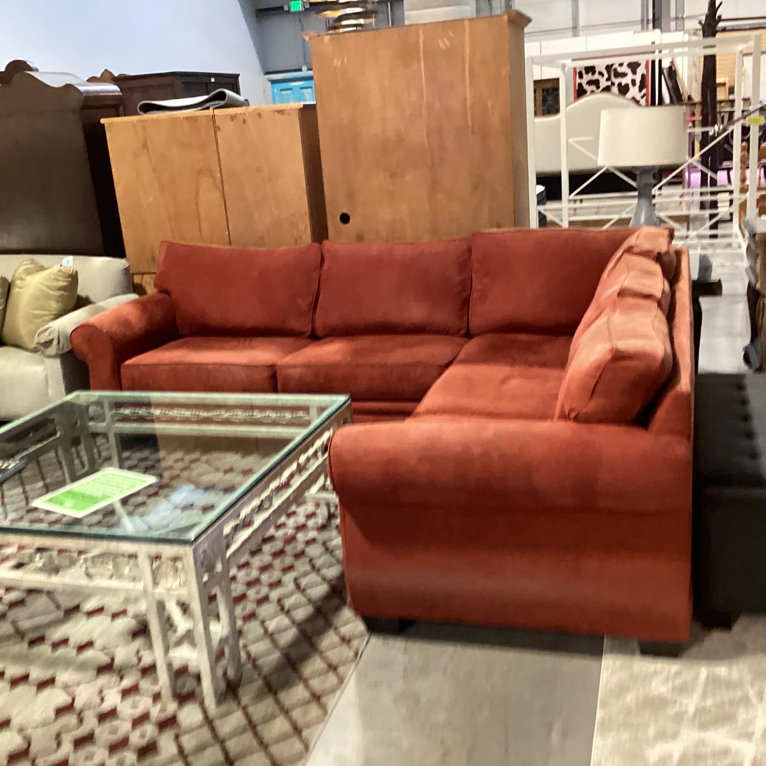 Red Micro Suede 2 Piece Sectional 110"x 92"x 37"x 32"