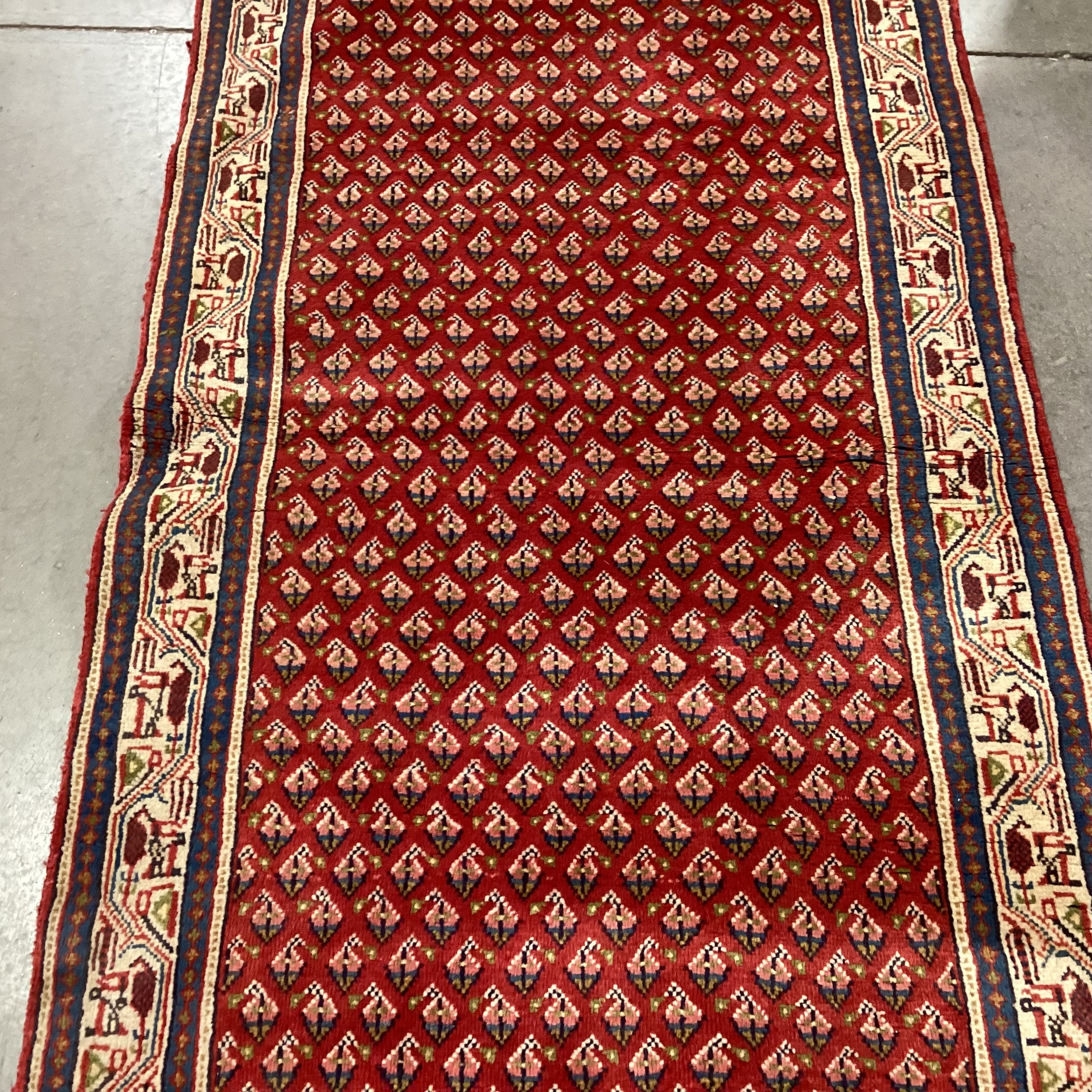 Markazi Botemir Authentic Persian Red Woven Wool Runner Rug 2'10"x 16'7"
