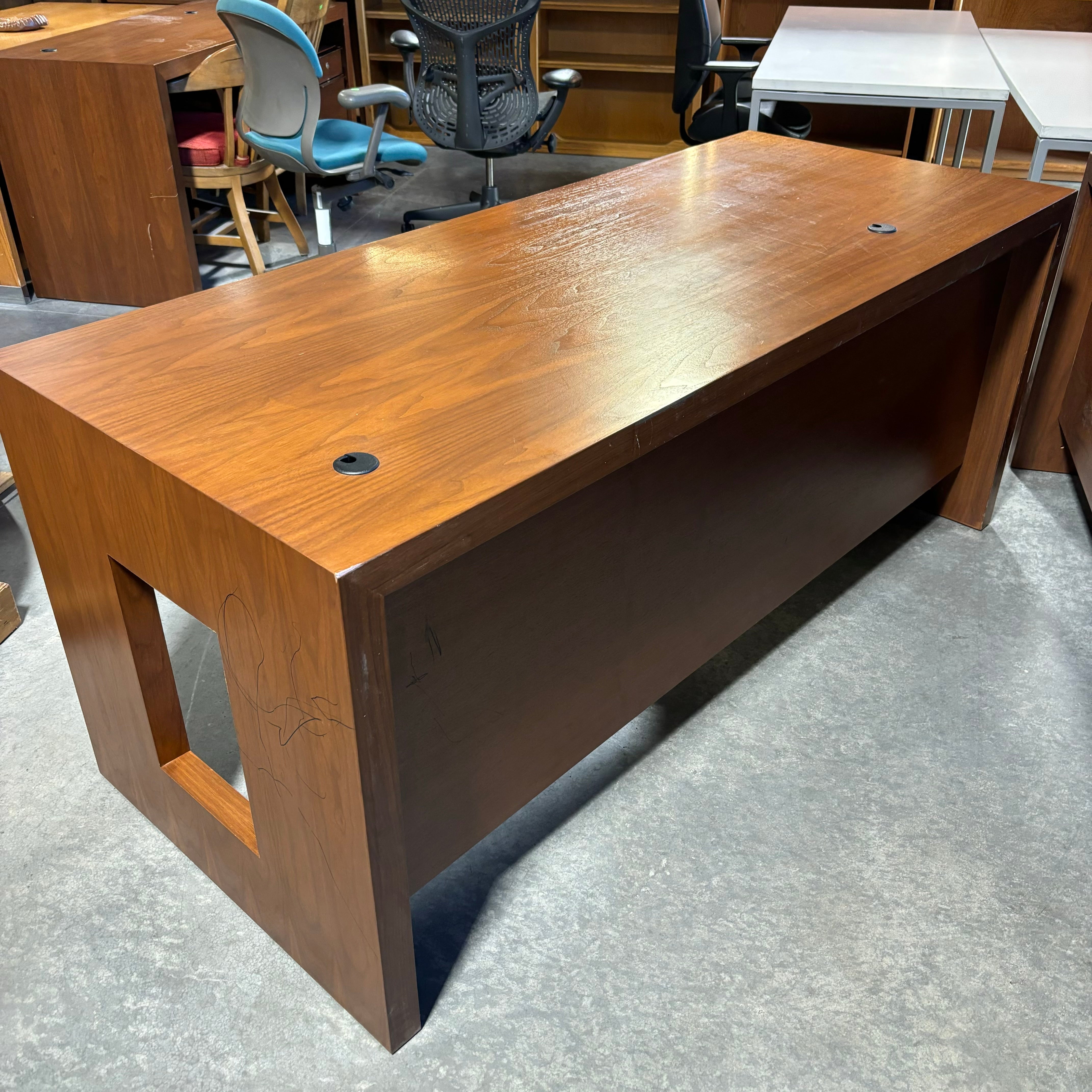 Medium Finish Solid Wood with 2 Soft Close Drawers Executive Desk 72"x 30"x 30"