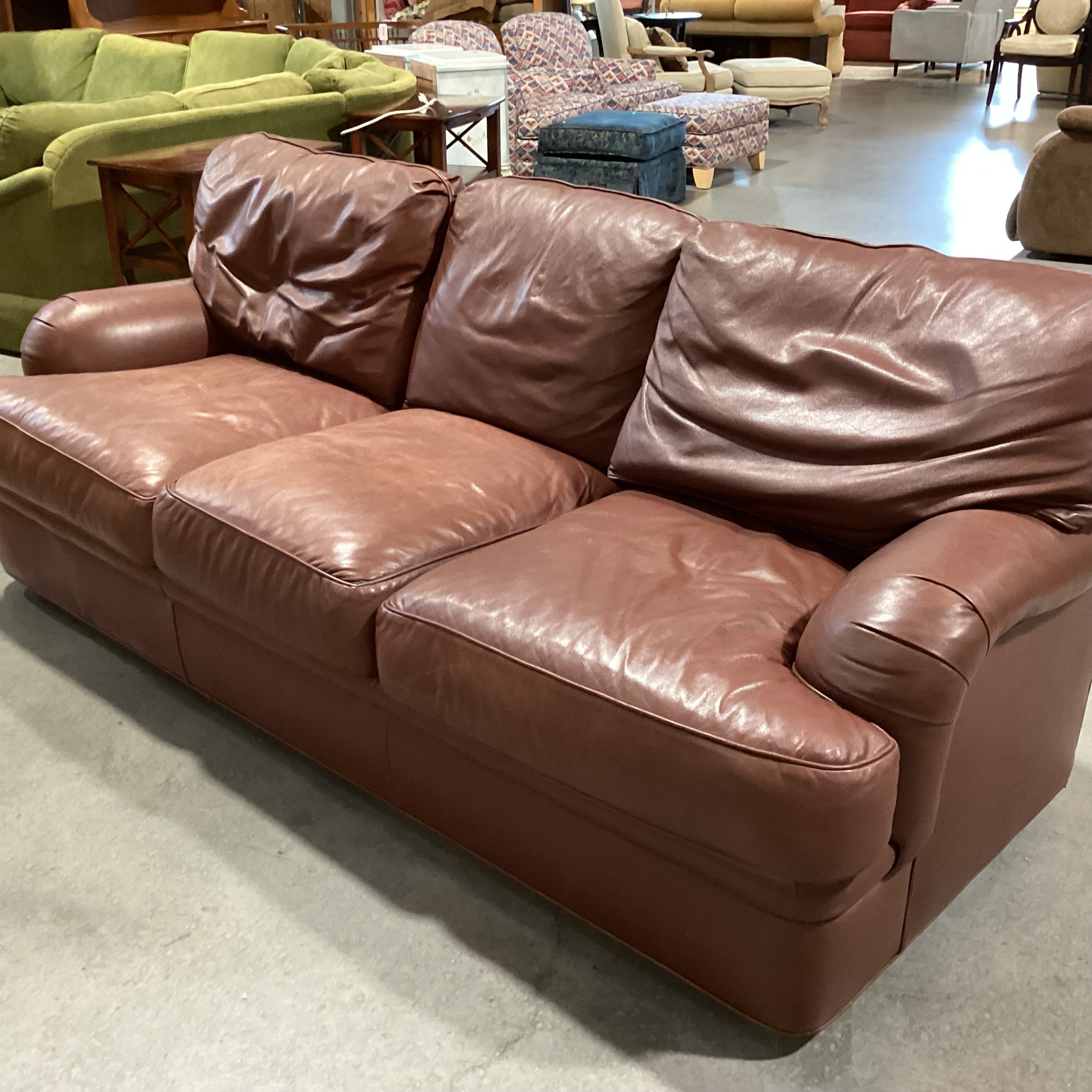 Hancock & Moore Brown Leather Down Mix Sofa 89"x 39"x 35"