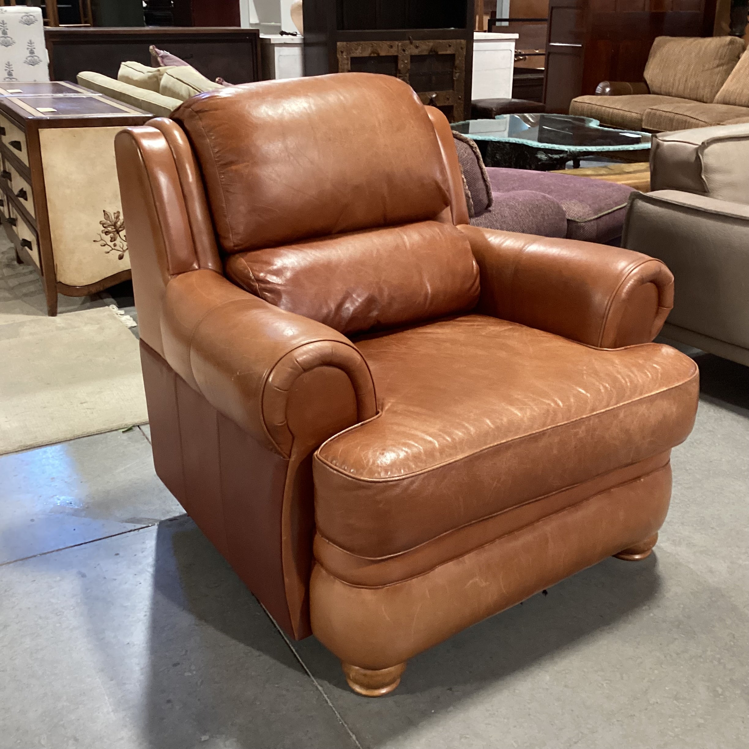 Cognac Leather Chair 42"x 36"x 38"