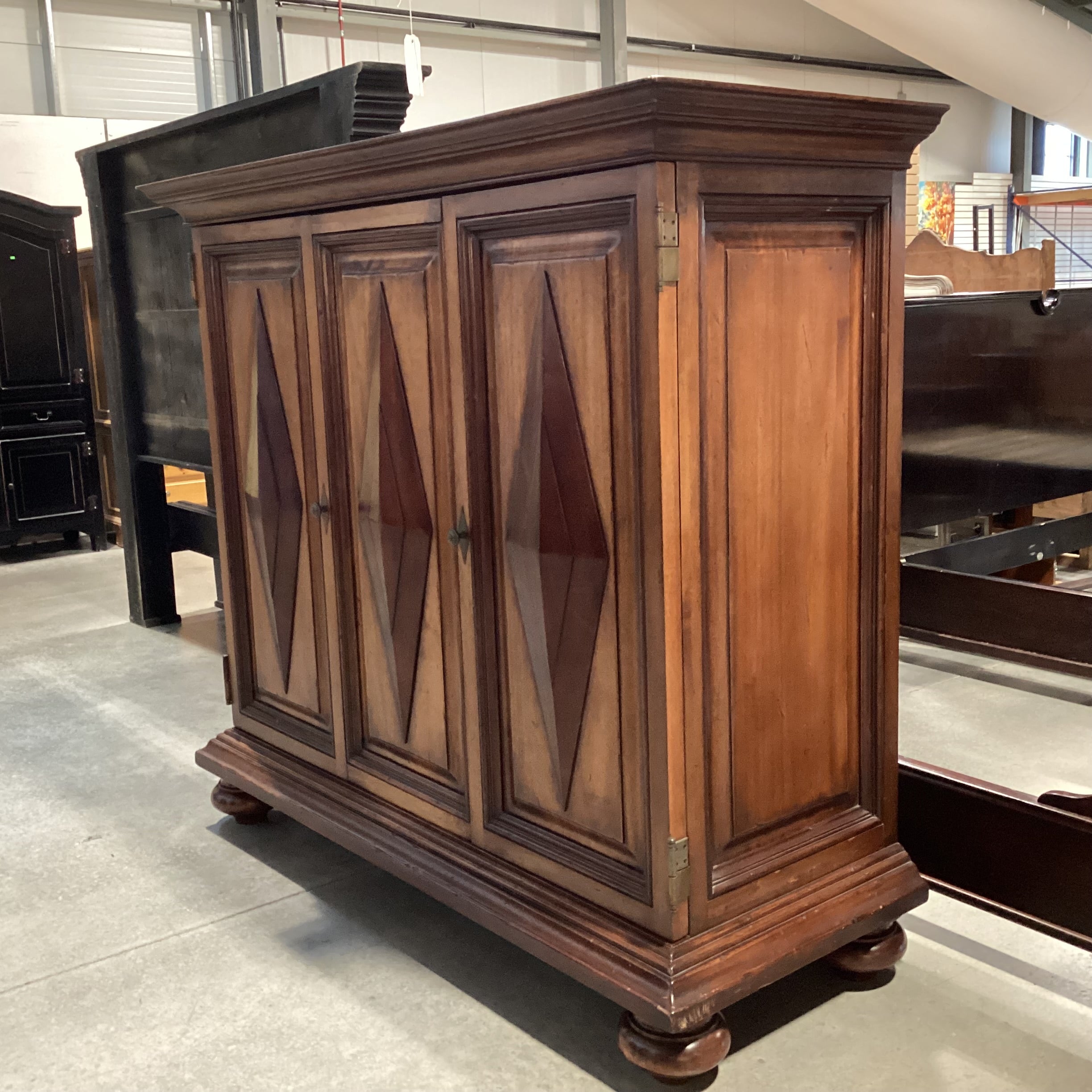 South Cone 2 Tone Finished Wood 2 Door with Fold 3 Drawer & Shelves Cabinet Armoire 71"x 28.5"x 64"