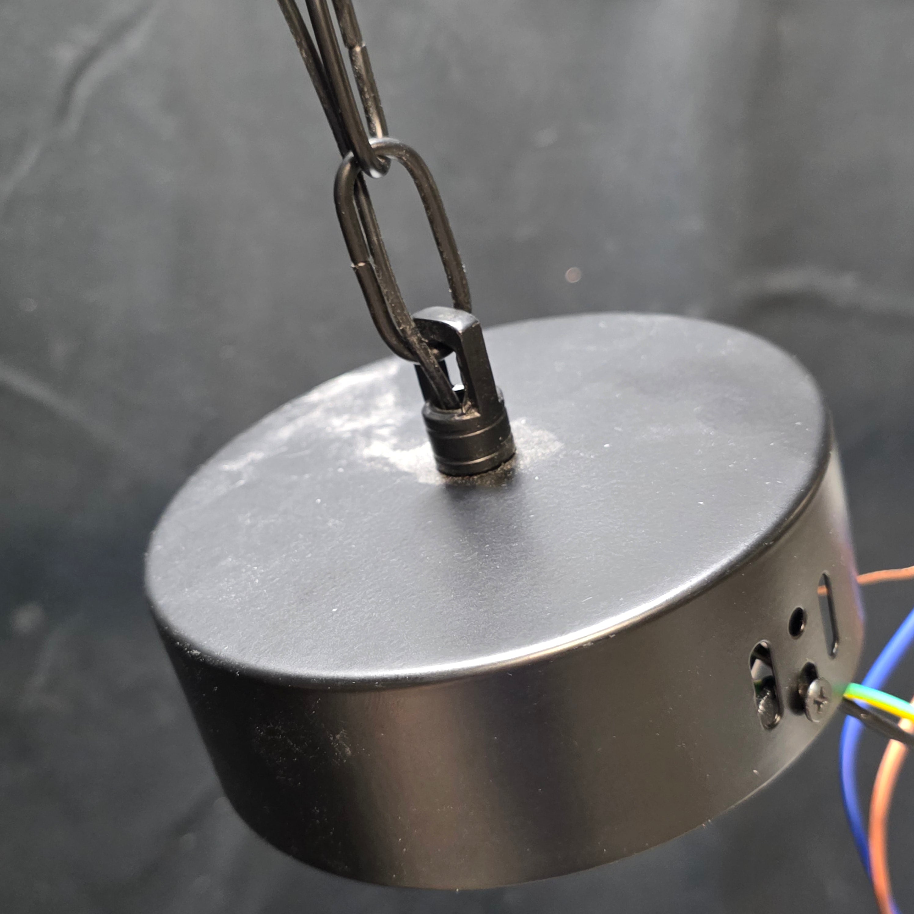 Mirrored Dome Pendant LED Light on Leather Straps 7"Dx42"