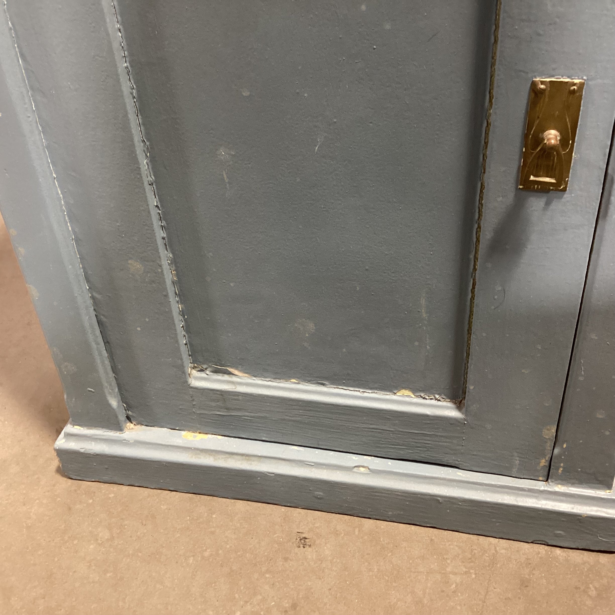Rustic Wedgewood Blue 1 Drawer 1 Door with Marble Top End Table 17"x 14.5"x 28.5"