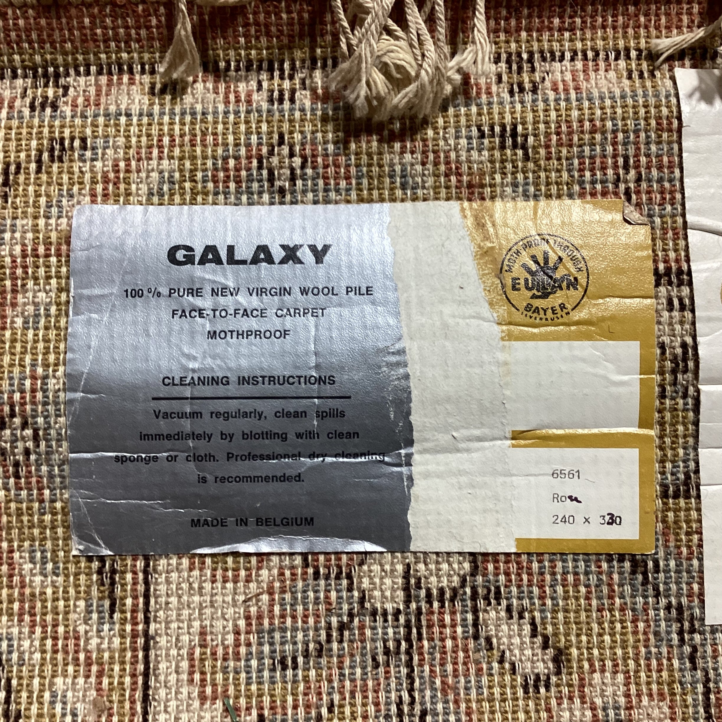 Galaxy Made in Belgium Vintage Salmon Blue Grey & Gold Leaf Floral Pure Virgin Wool Pile Rug 7'11"x 11'4"