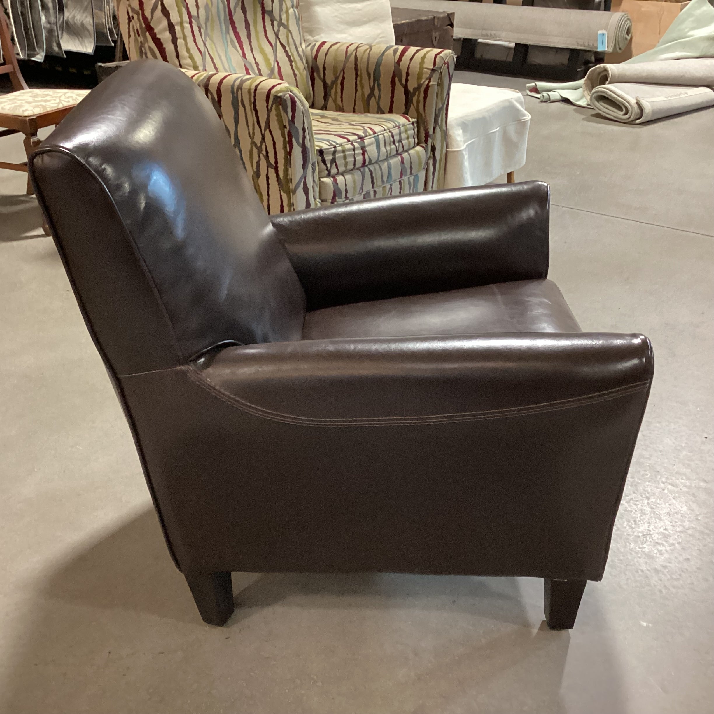 Calia Italia Brown Leather Chair 31"x 31"x 34"