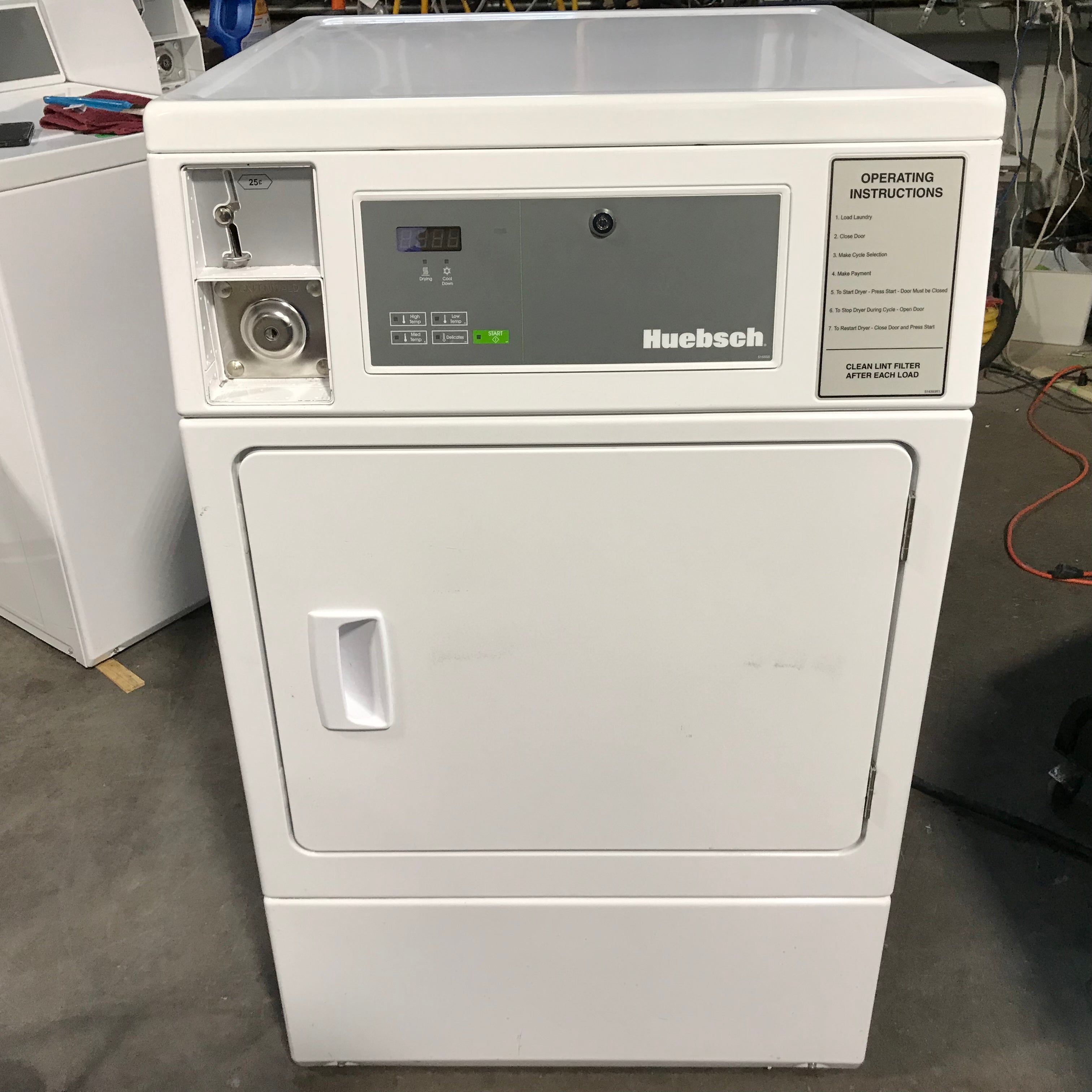 Huebsch White Front-Load Commercial Electric Dryer 27"x 28"x 44"