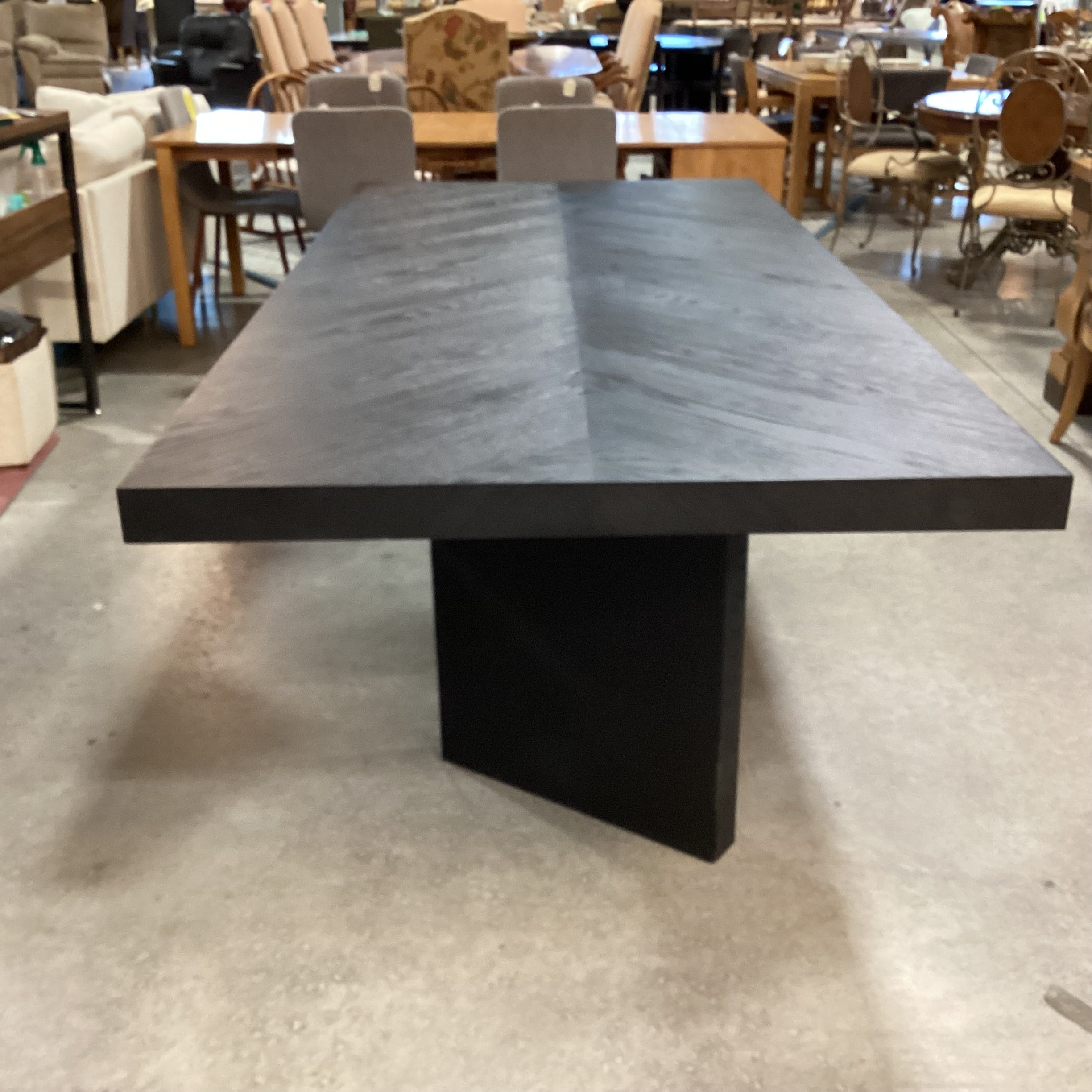 Modern Black Finish Oak Veneer Matched Top Detail Dining Table 94.5"x 43.5"x 30.5"