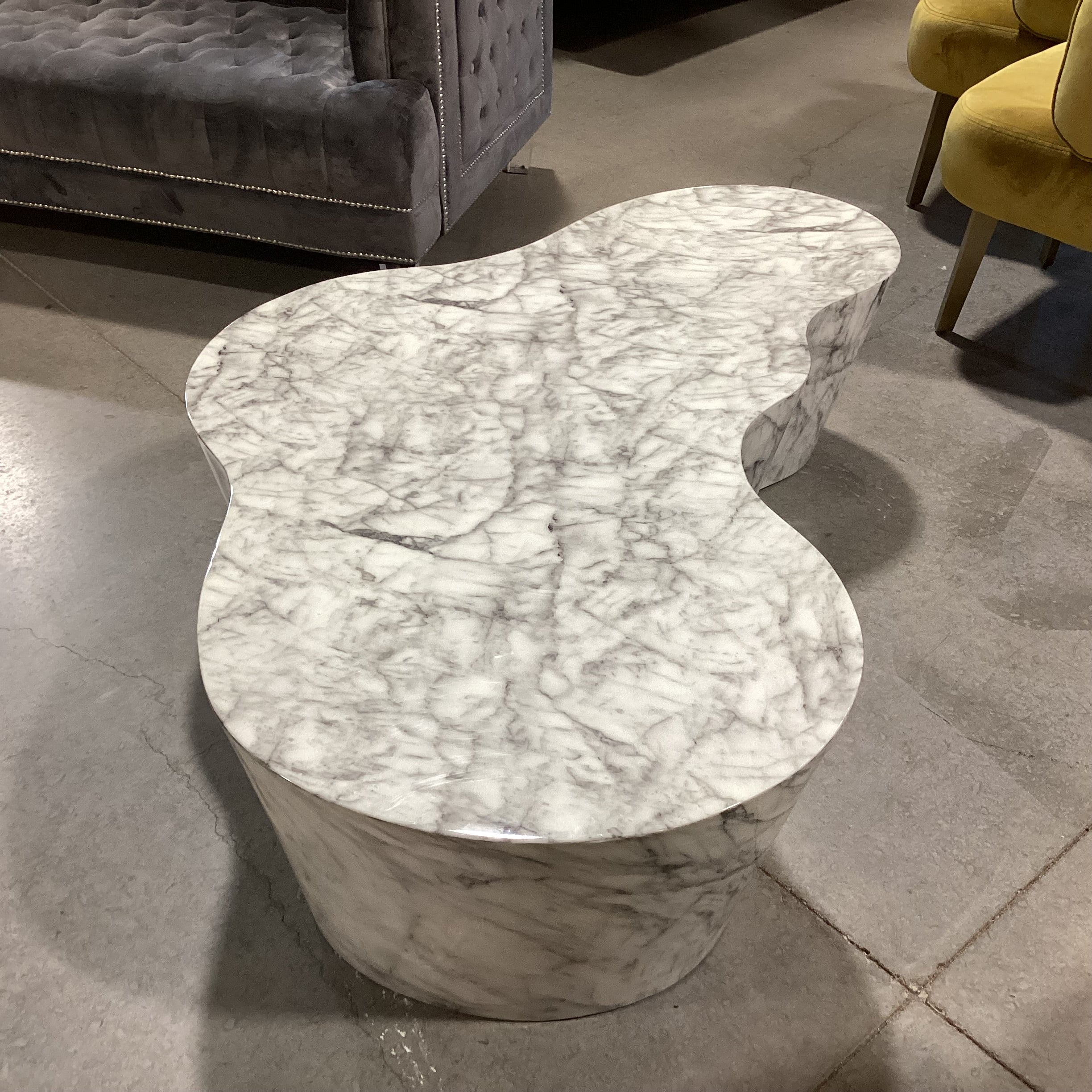 Sunpan Ava Sculpted Concrete with Overlaid Marble Look Finish Coffee Table 60"x 36"x 14.5"