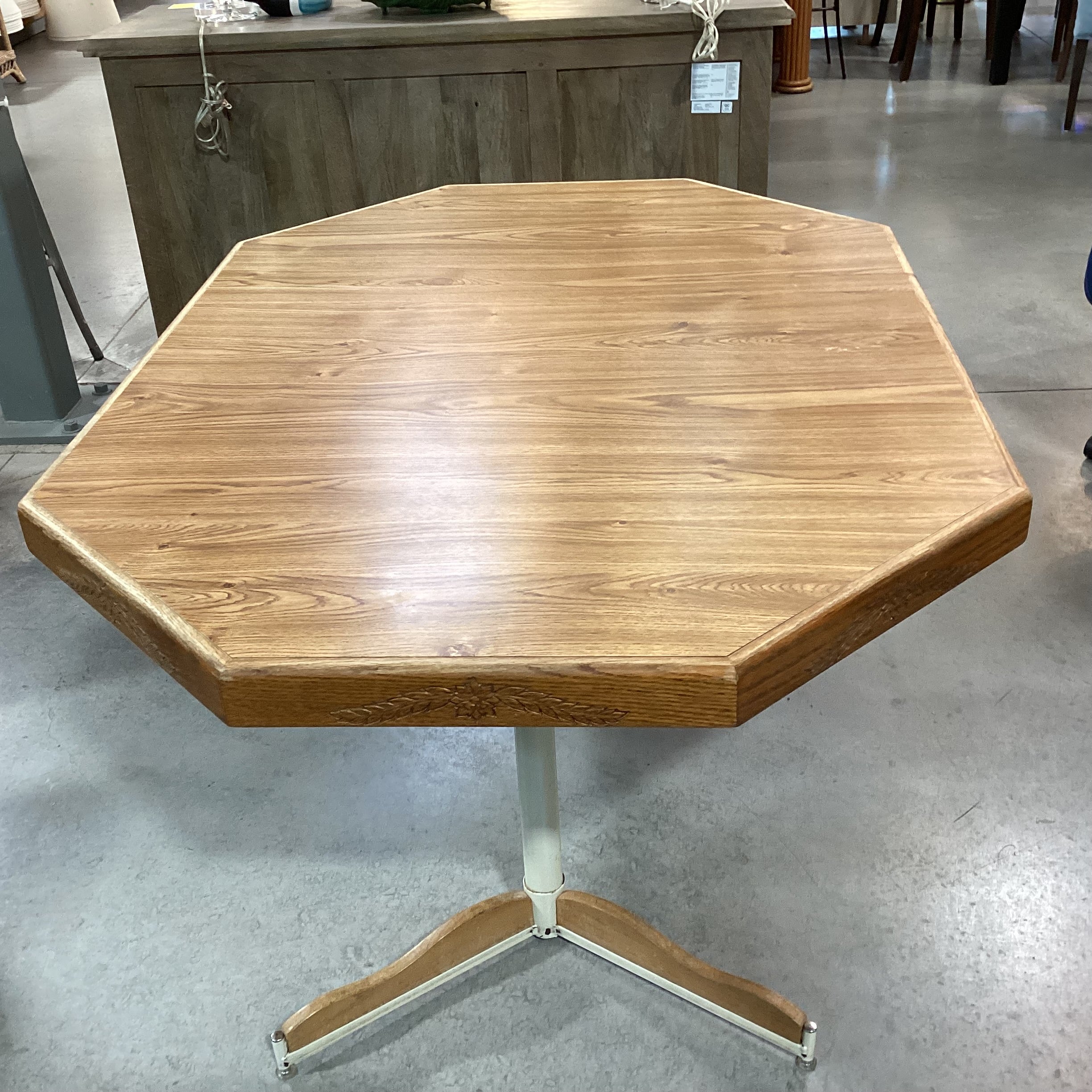 Vintage Wood Style Laminate Wood &Metal 1 Leaf Dining Table 60"x 42"x 29"