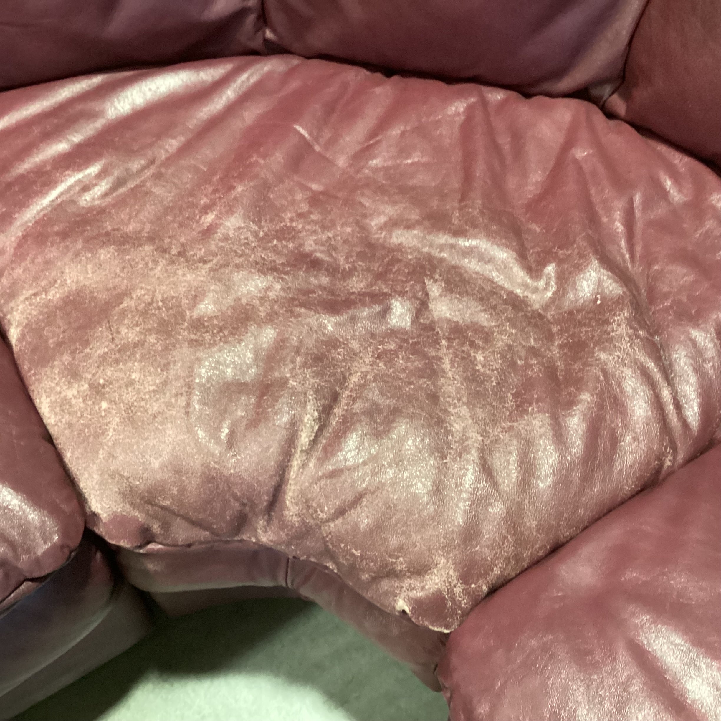 Burgundy Leather 3 Piece Sectional 85"x 85"x 37"