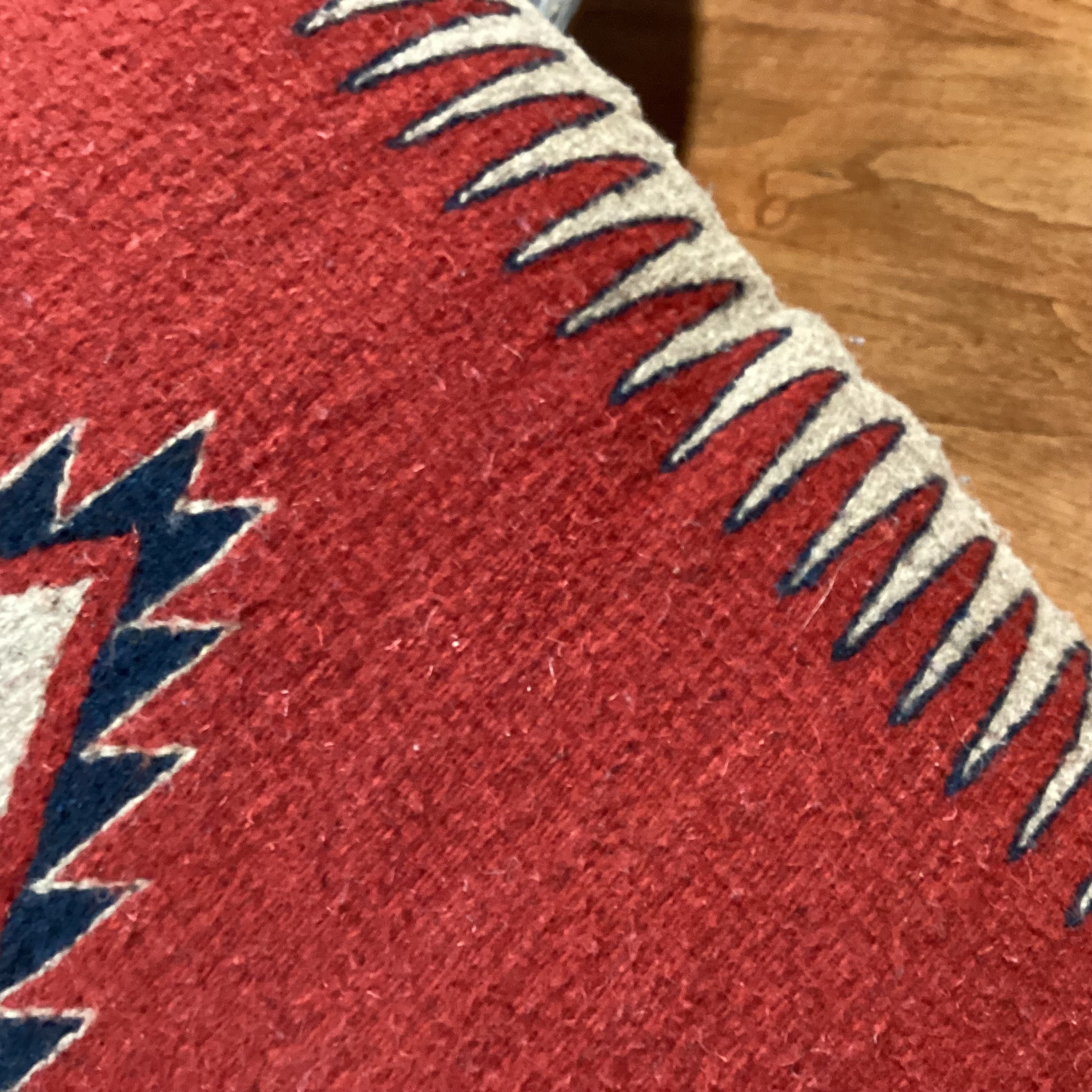 Native American Red Blue Tan Hand Woven Wool Accent Pillow 20"x 20"