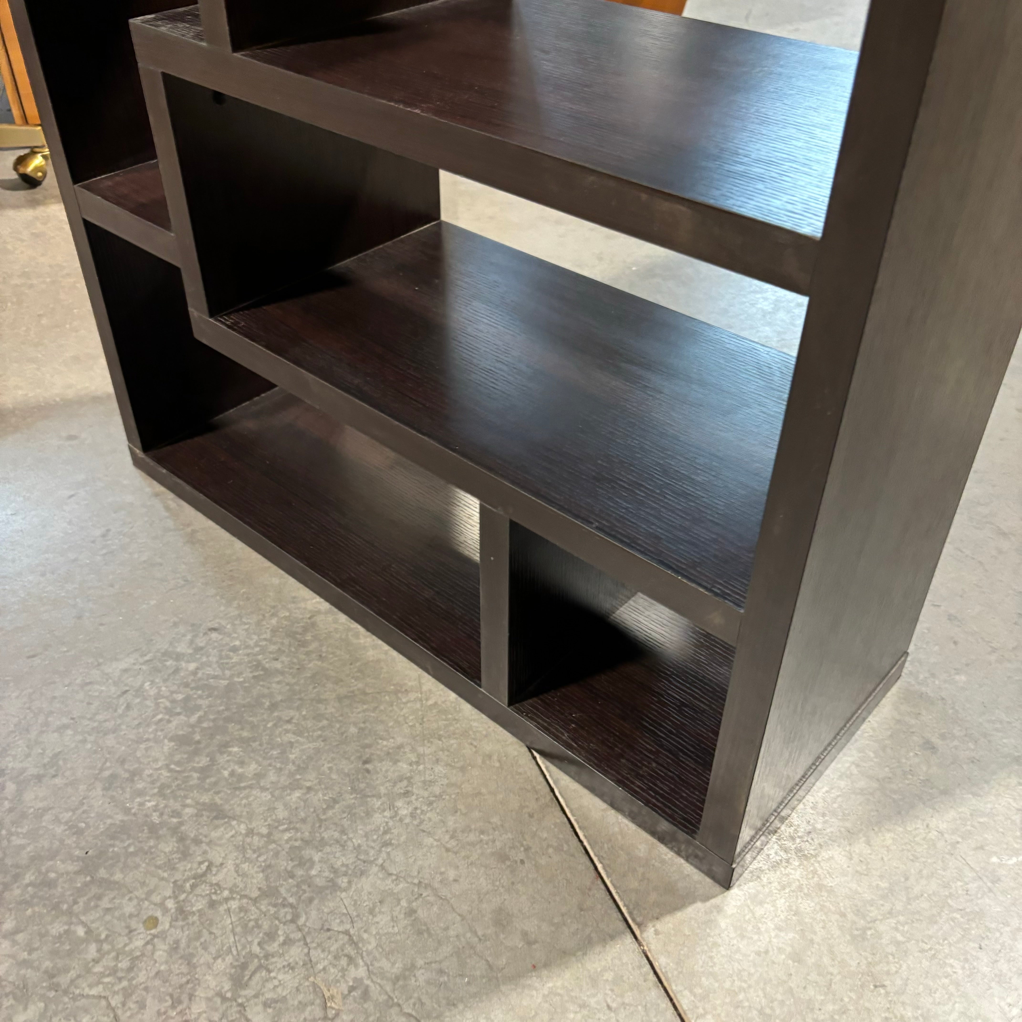 Dark Wood Style Laminate Modern Geometric Style Bookshelf 32"x 12"x 71"