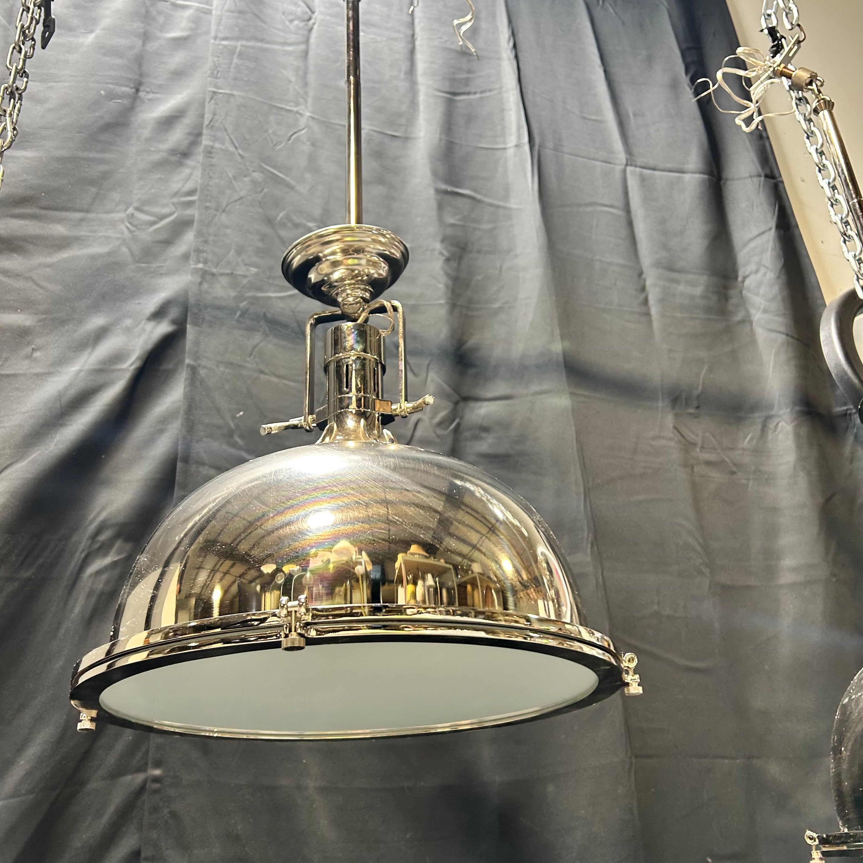 Classic Chrome Dome Pendant Light 18"x 38"