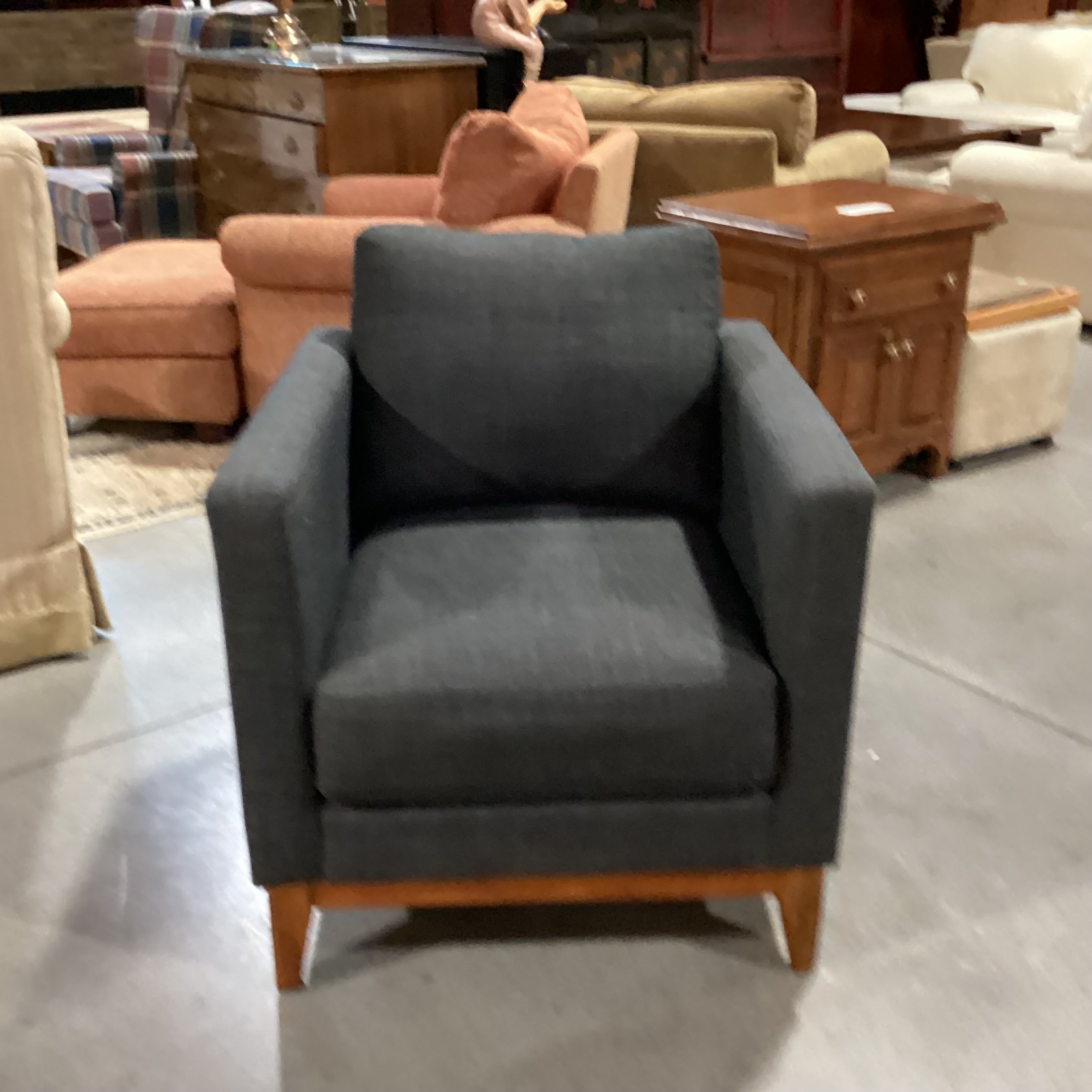 Charcoal Linen with Wood Base Chair 29"x 31"x 33"