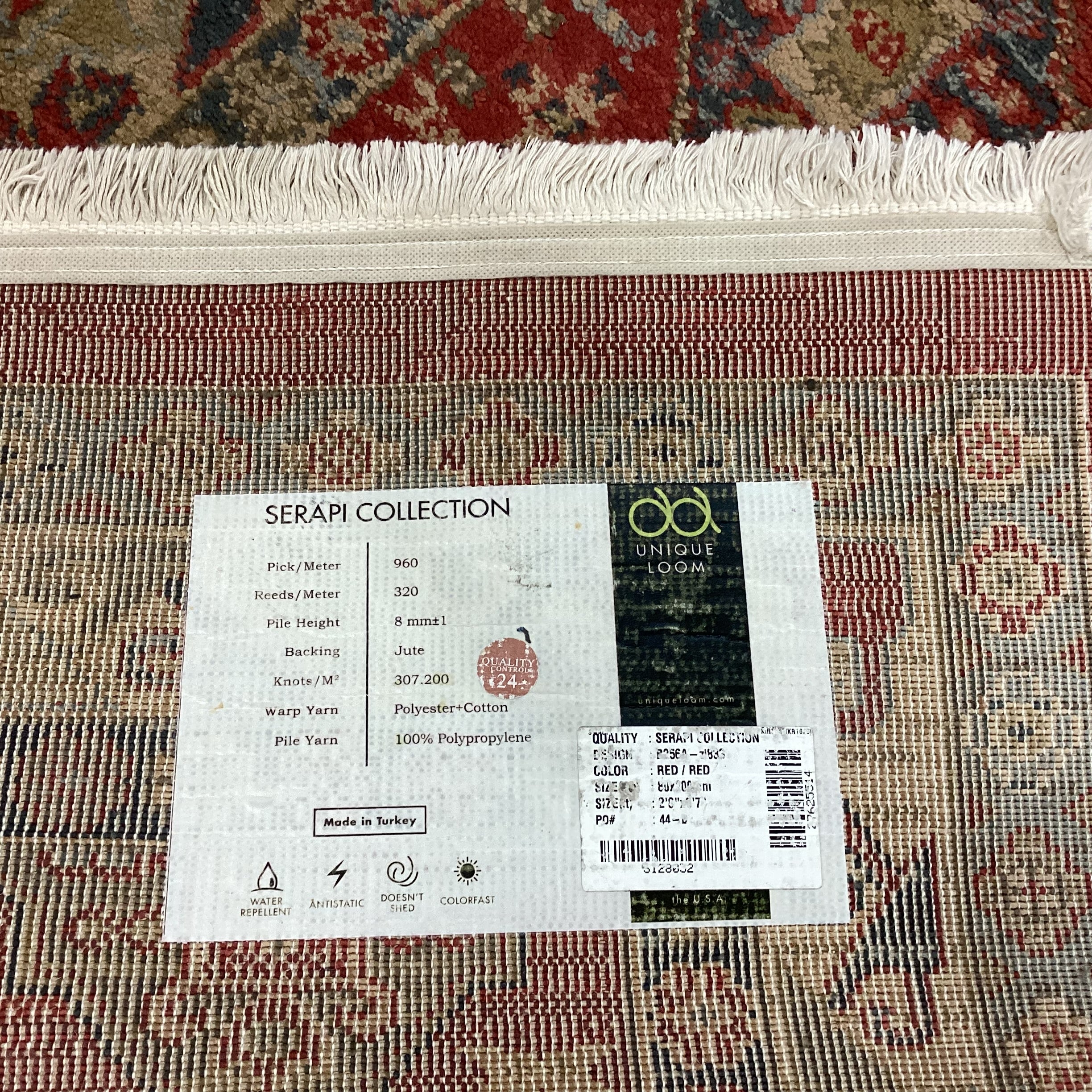 Unique Loom Serapi Collection Red Gold Poly Runner Rug 2' 8"x 6' 8"