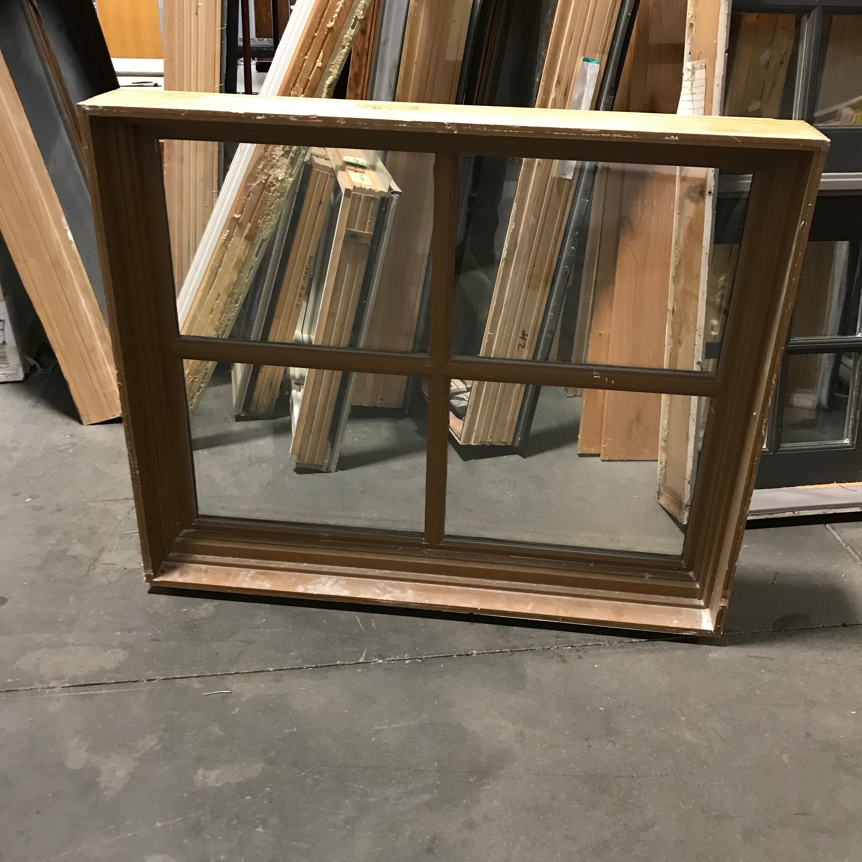 48"x 39.25"x 7" Gray Wood Clad 4 Pane Fixed Exterior Window