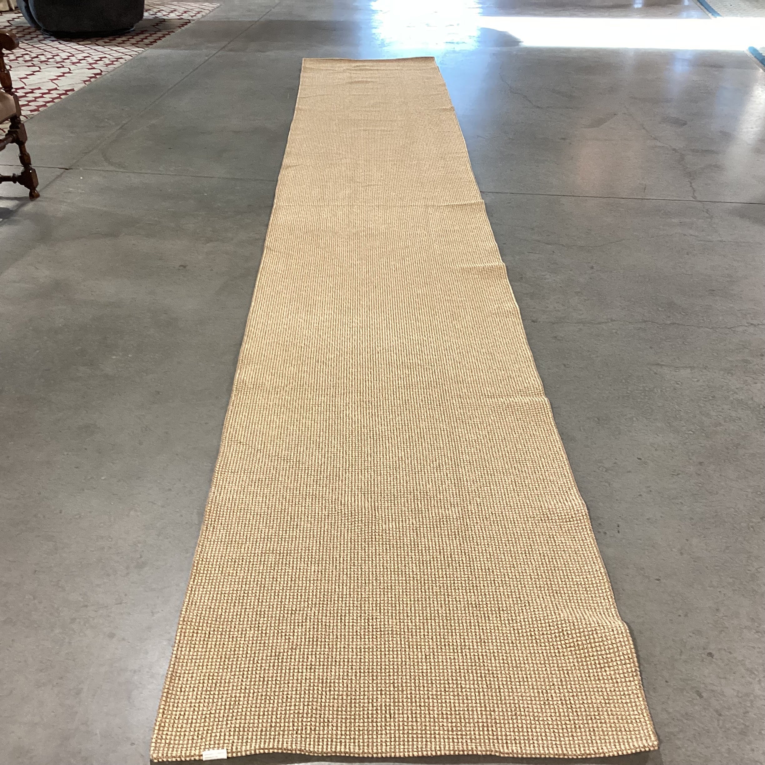 Tan Cotton Poly & Viscose Woven Runner Rug 3'x 17'7"