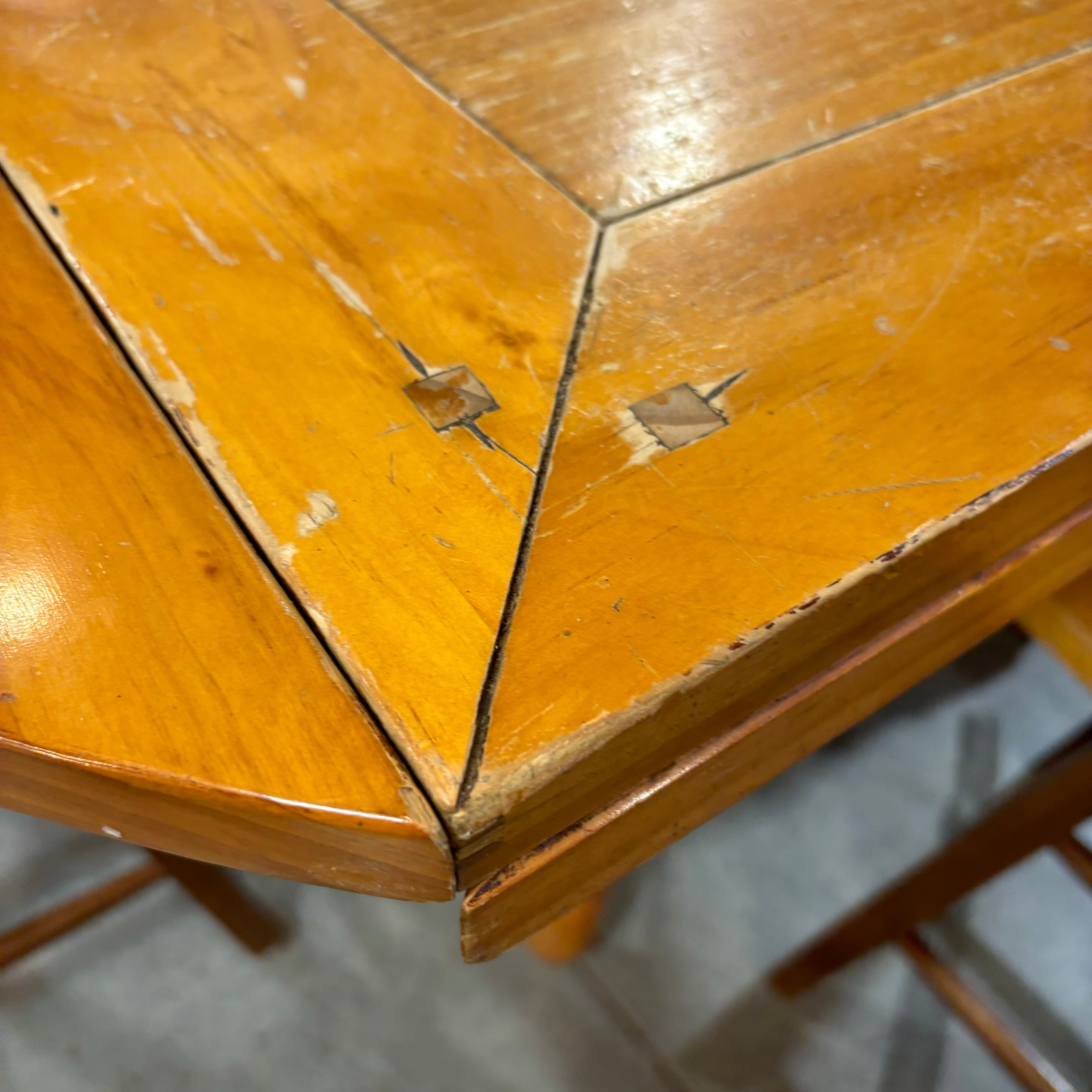 Round to Square Table with 4 Barstools Dining Set 66" Diameter to 46.5" Square x 36"