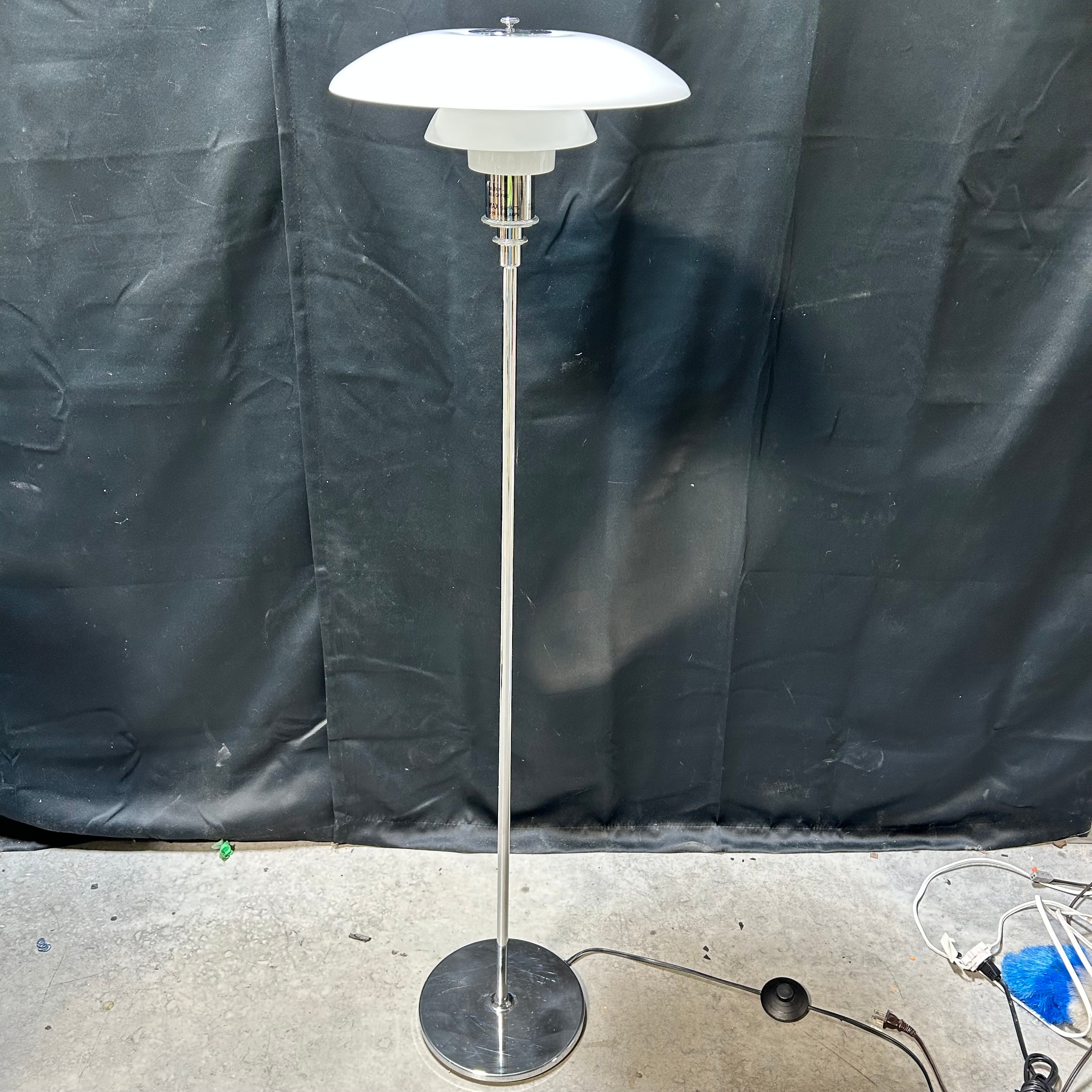 Louis Poulsen PH 3 1/2- 2 1/2 Chrome & Glass Floor Lamp  Model 5744901376