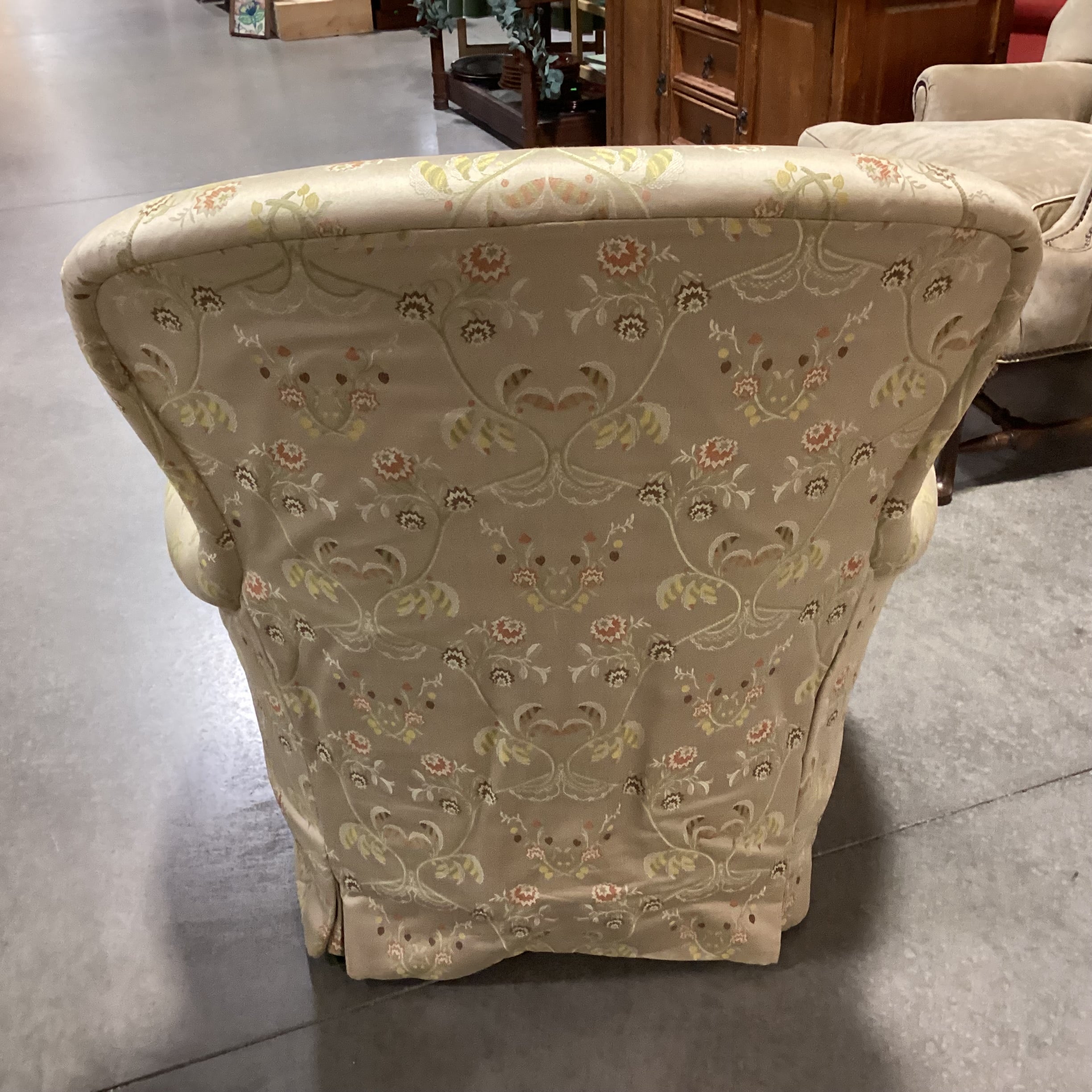 JJ Custom Gold Silk Like Floral Down Mix Chair 34"x 34"x 39"