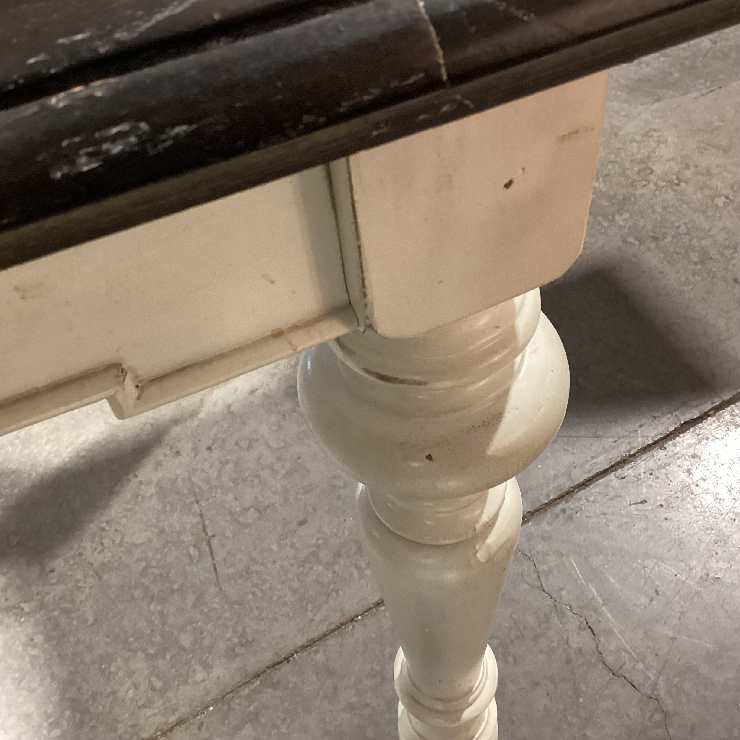 Dark & Ivory 2 Tone Finish Wood with Center Pullout End Table 24"x 24"x 24.5"