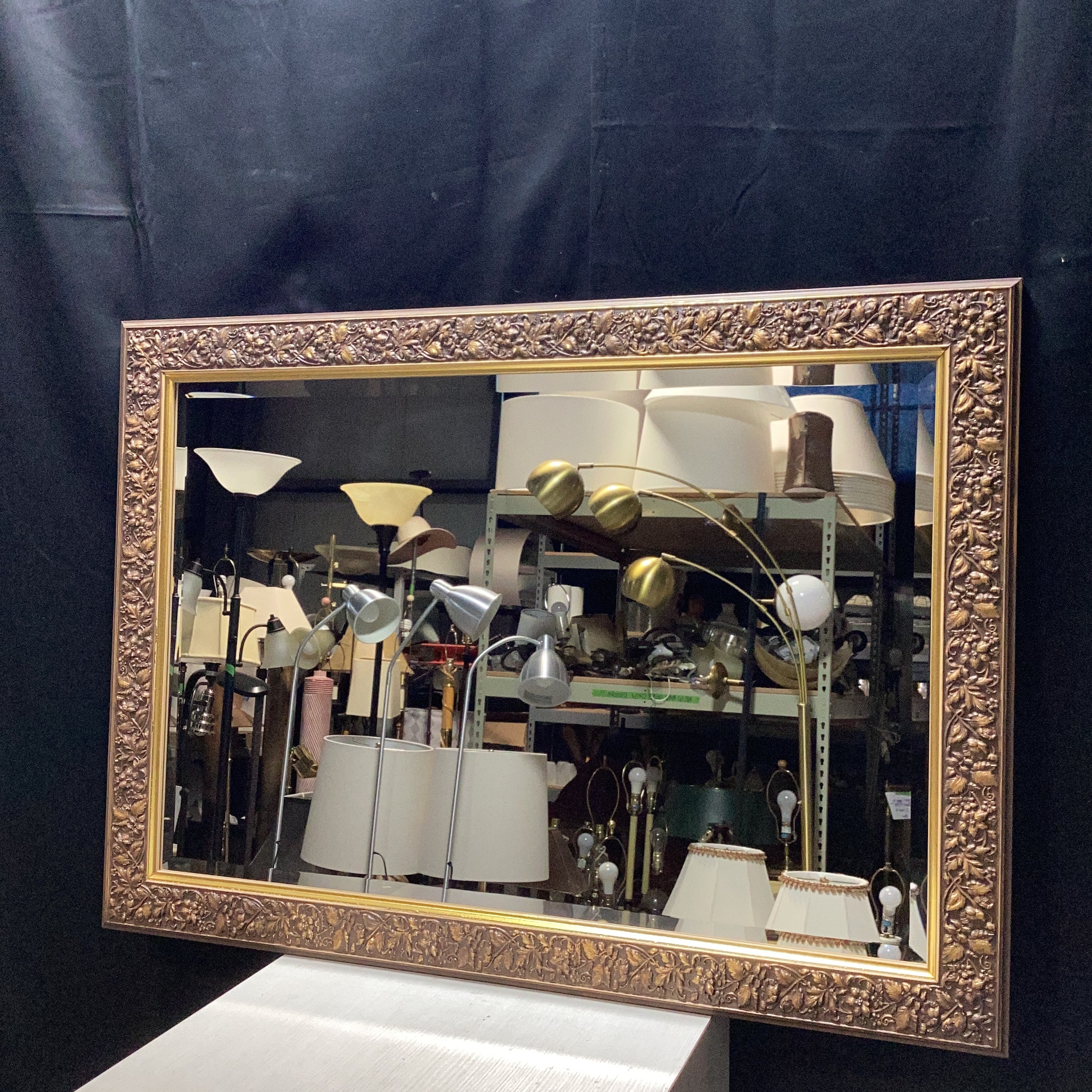Vintage Bevelled Edge Ornate Gold Foliage Wall Mirror 42" x 30"