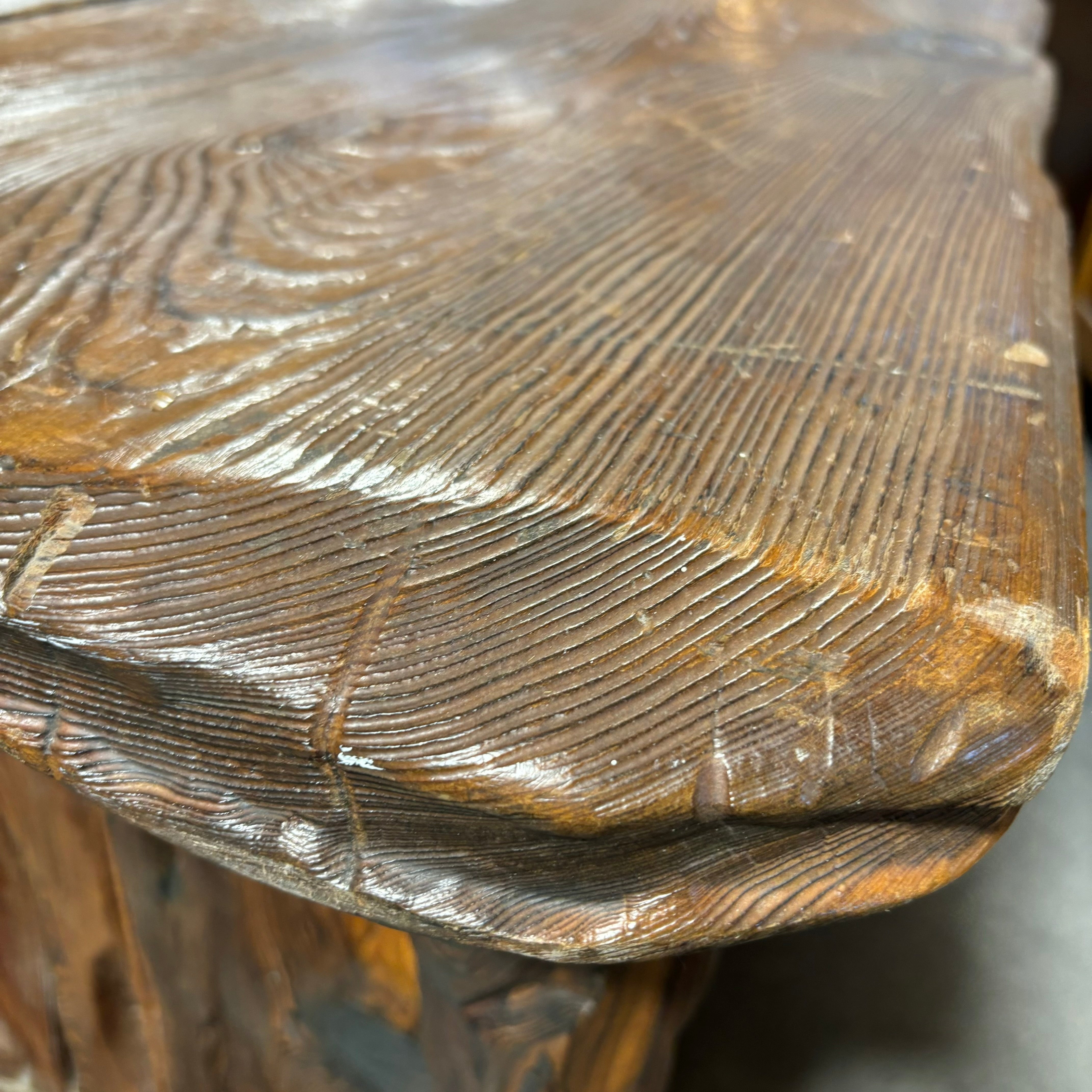 Natural Log Style with Carved Detail 5 Drawer Desk 78"x 35"x 27"