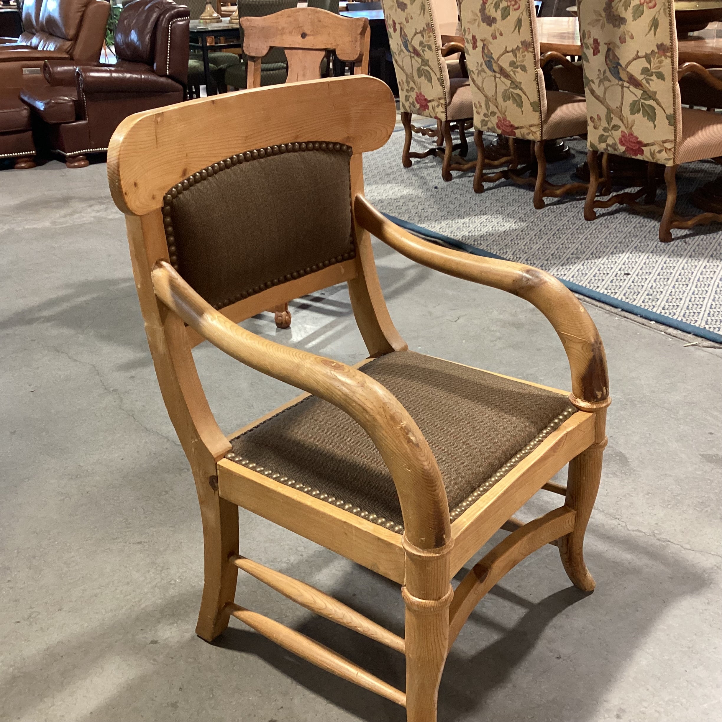 Buffalo Bill Style with Wool Plaid Nailhead Chair 28"x 24"x 39"