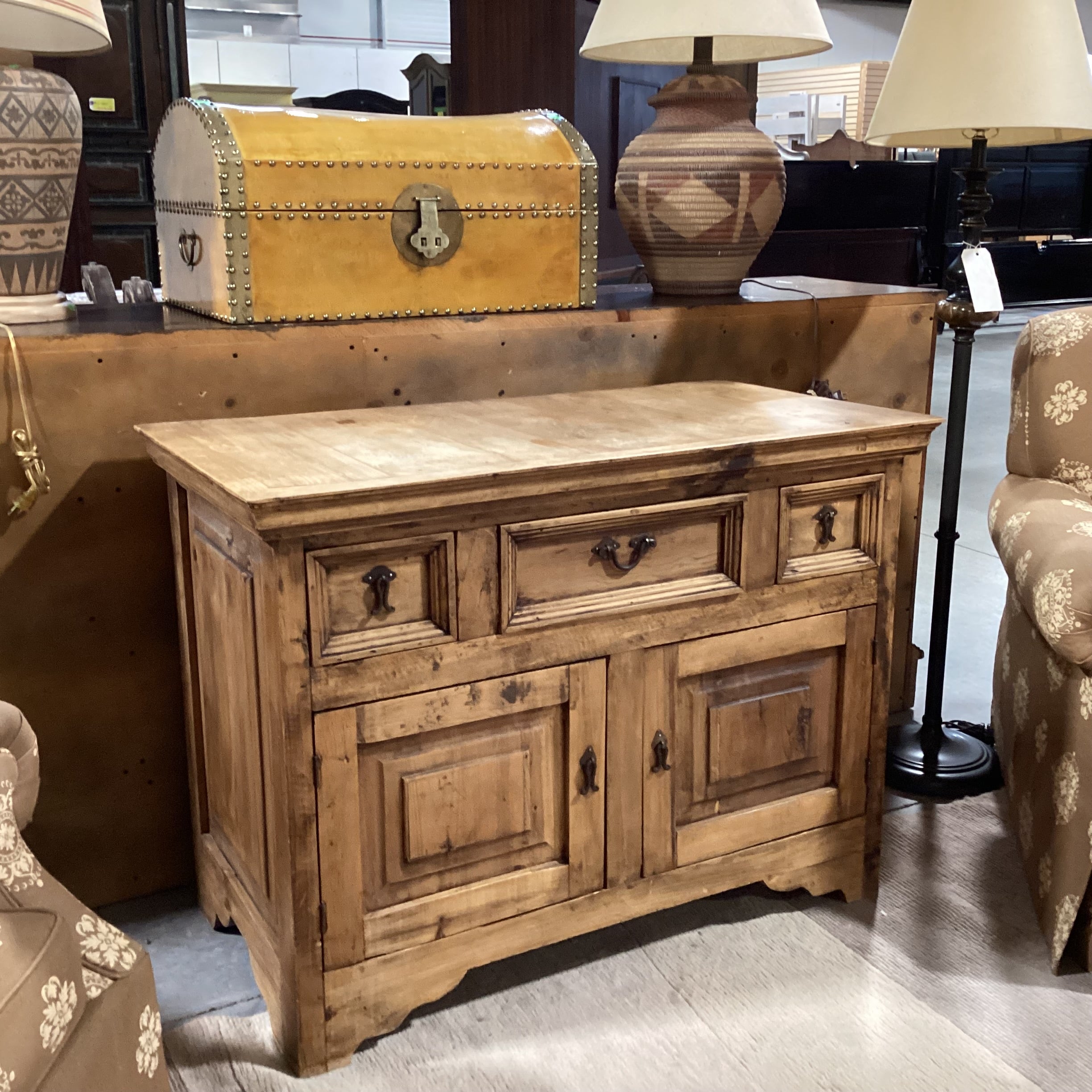 Rustic Pine 3 Drawer 2 Door Buffet 42.5"x 22.5"x 31.5"