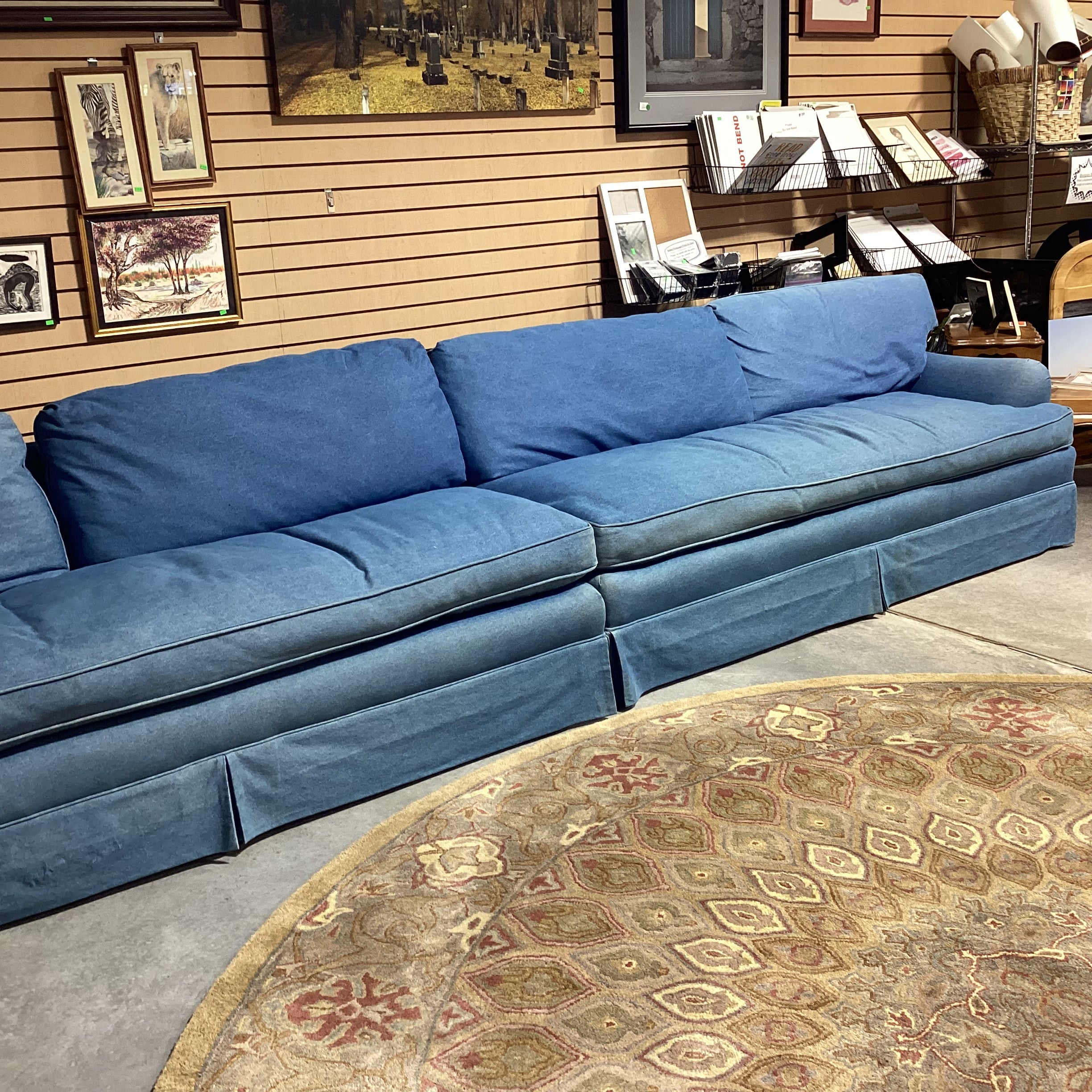 Custom Denim Down Mix 2 Piece Sectional 163"x 36"x 30"