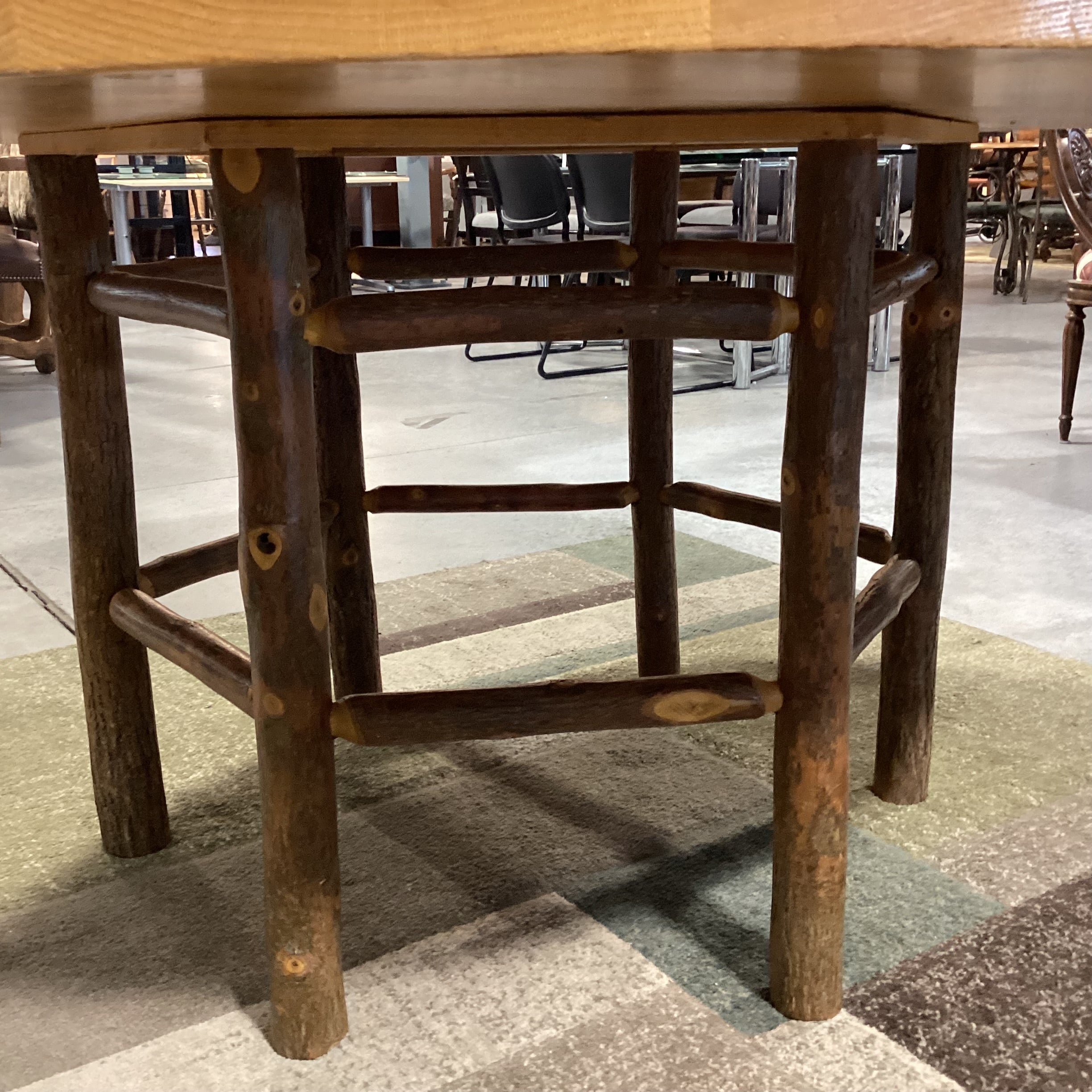 Old Hickory Round Wood & Hickory Log Dining Table 60" Diameter x 30"