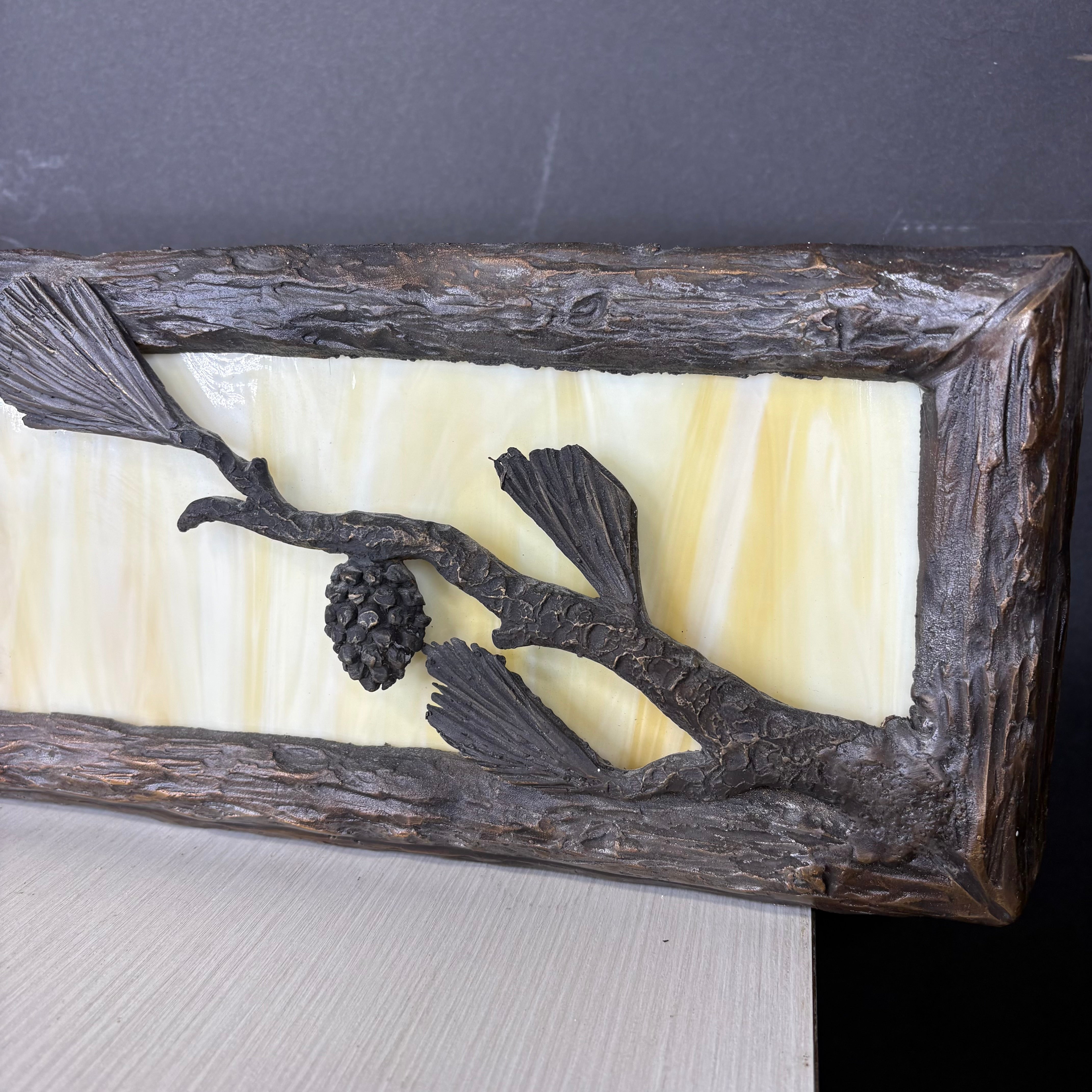 Luna Bronze 2-Light Bronze Metal Pinecone and Honey Glass Wall Sconce 24.5”x 6”x 6.6”