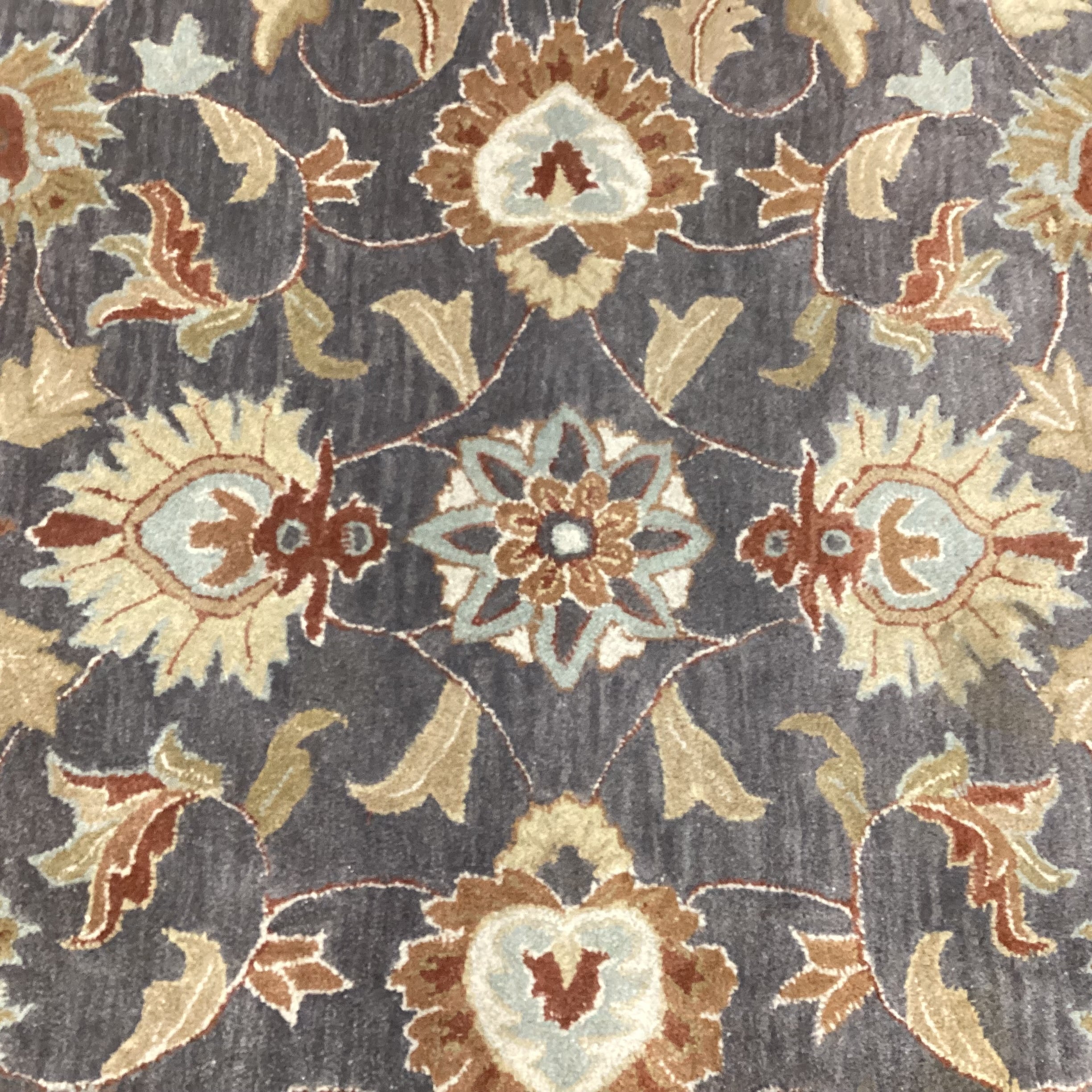Surya Caesar Grey Gold Rust Floral Wool Rug 8'x 8'