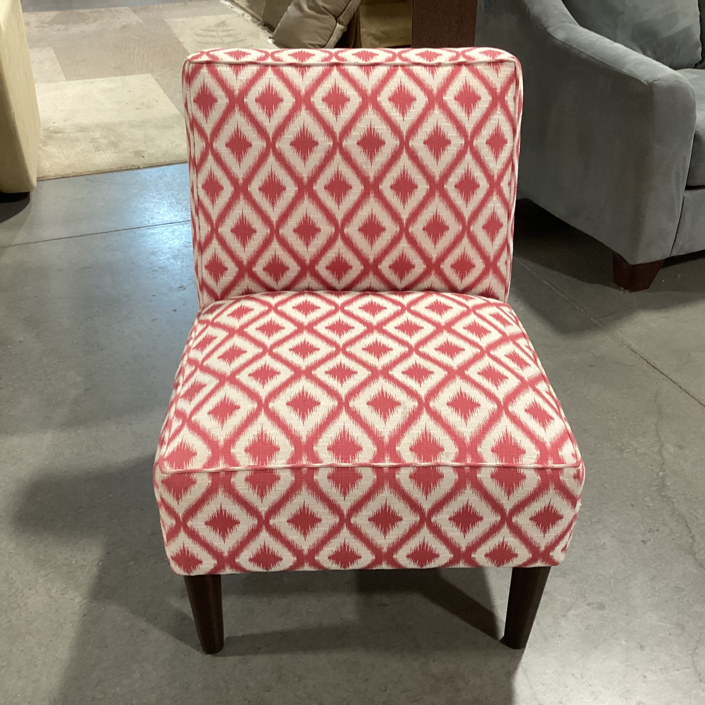Raspberry Ikat Slipper Style Chair 25"x 31"x 31"