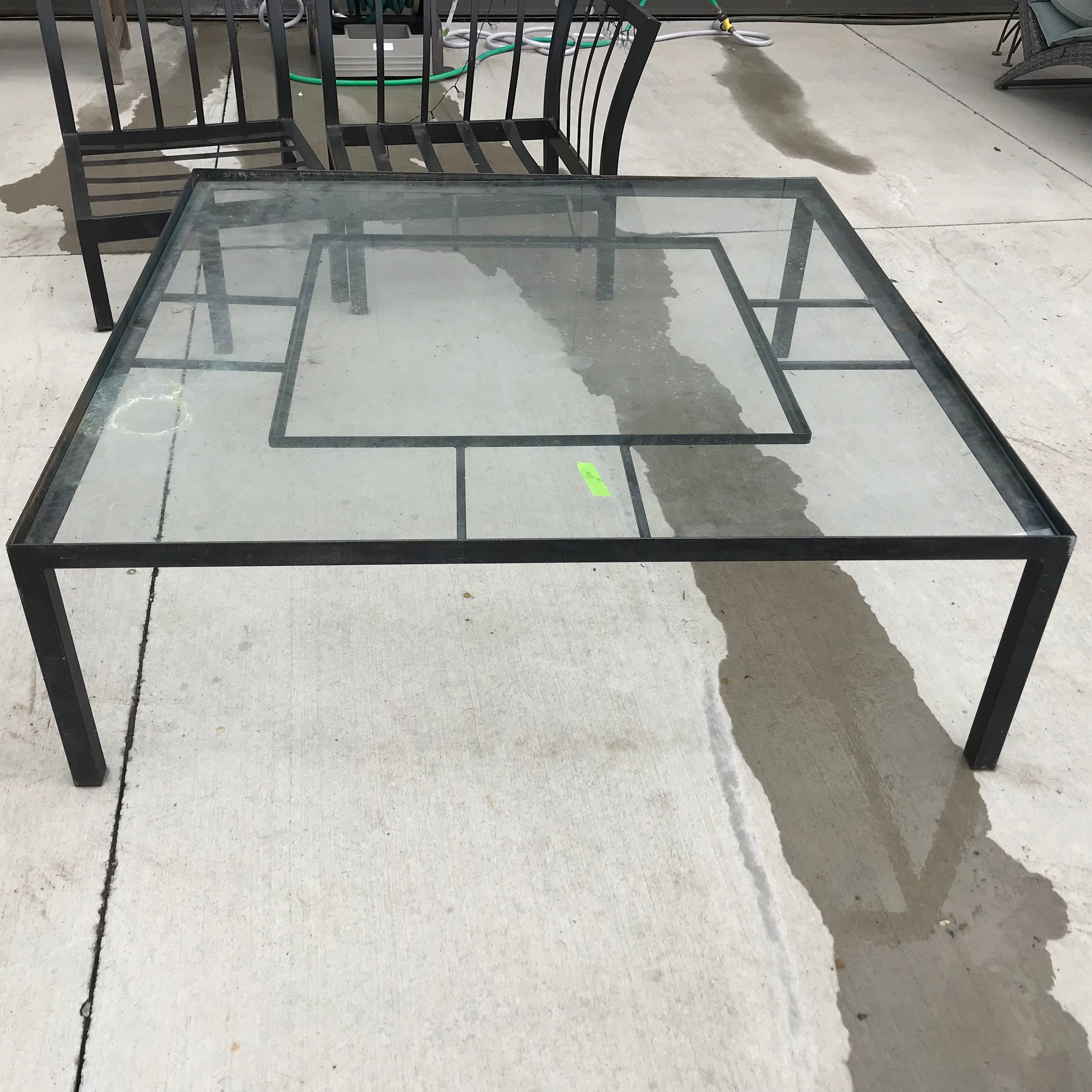 Glass&Metal Outdoor Patio Table 54"x 54"x 17"