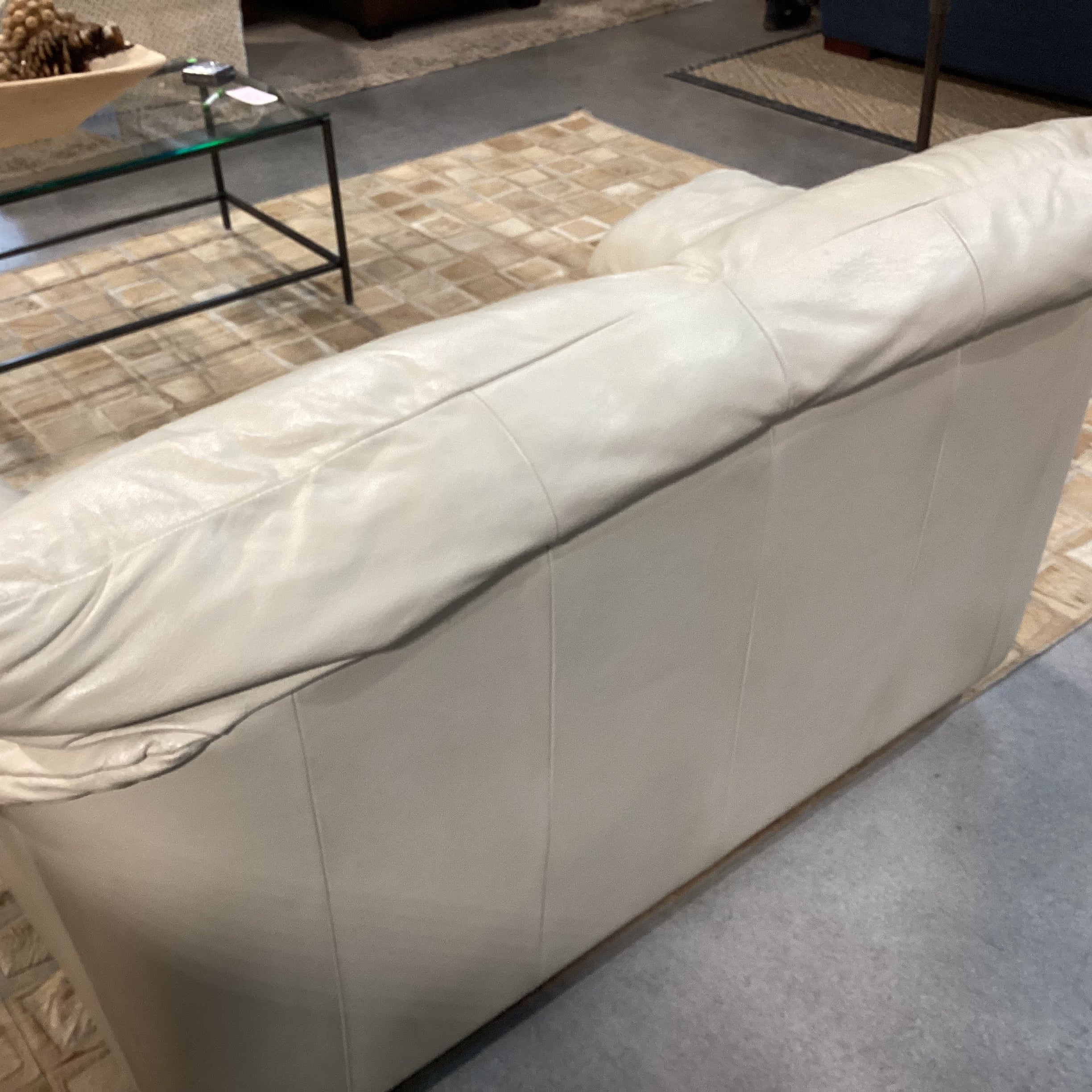 Beige Leather Loveseat Sofa 61"x 34"x 32"