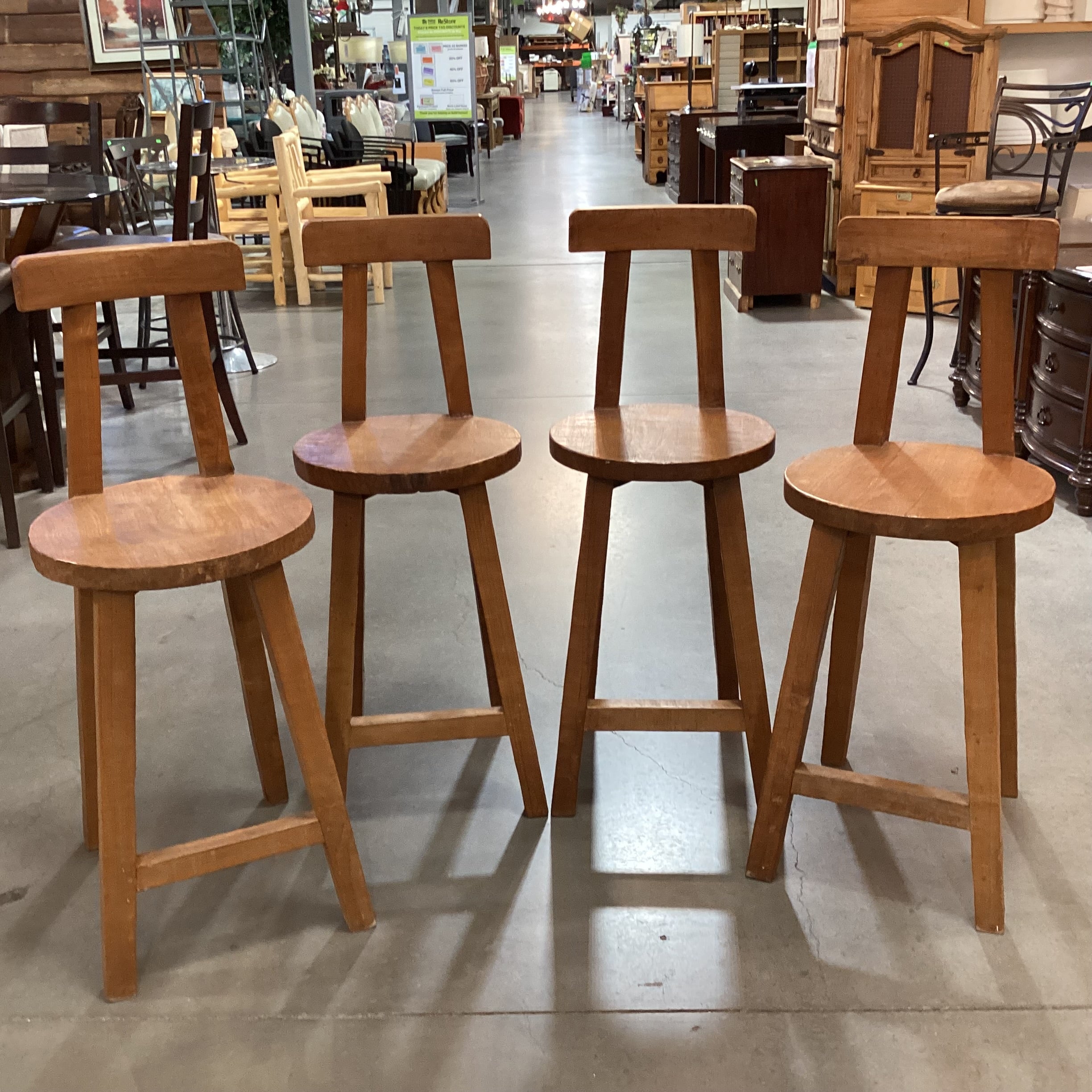 SET of 4 Hand Crafted Solid Wood Barstools 25.5"
