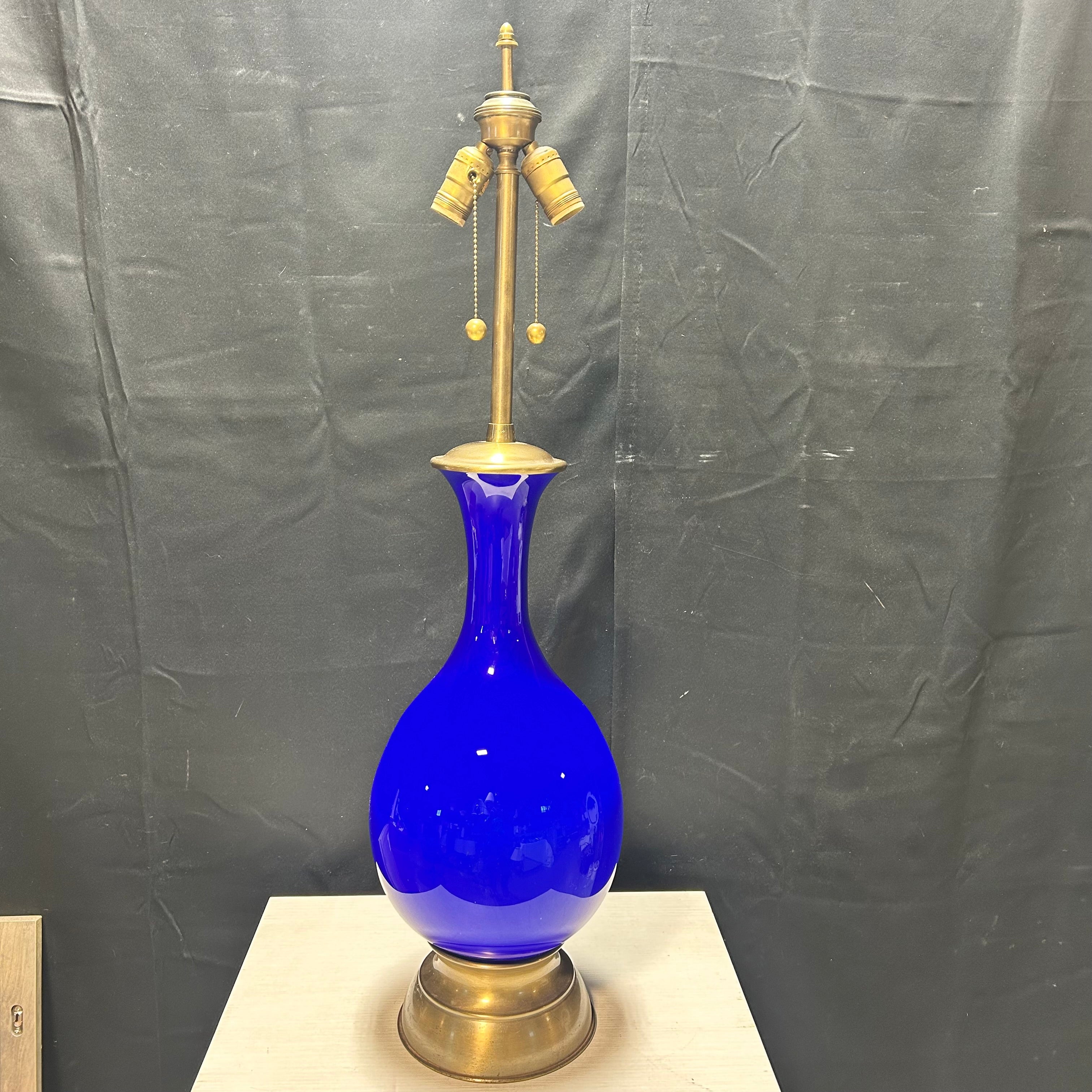 Archimede Seguso Cobalt Blue C.1960 Table Lamp 9"x 37"