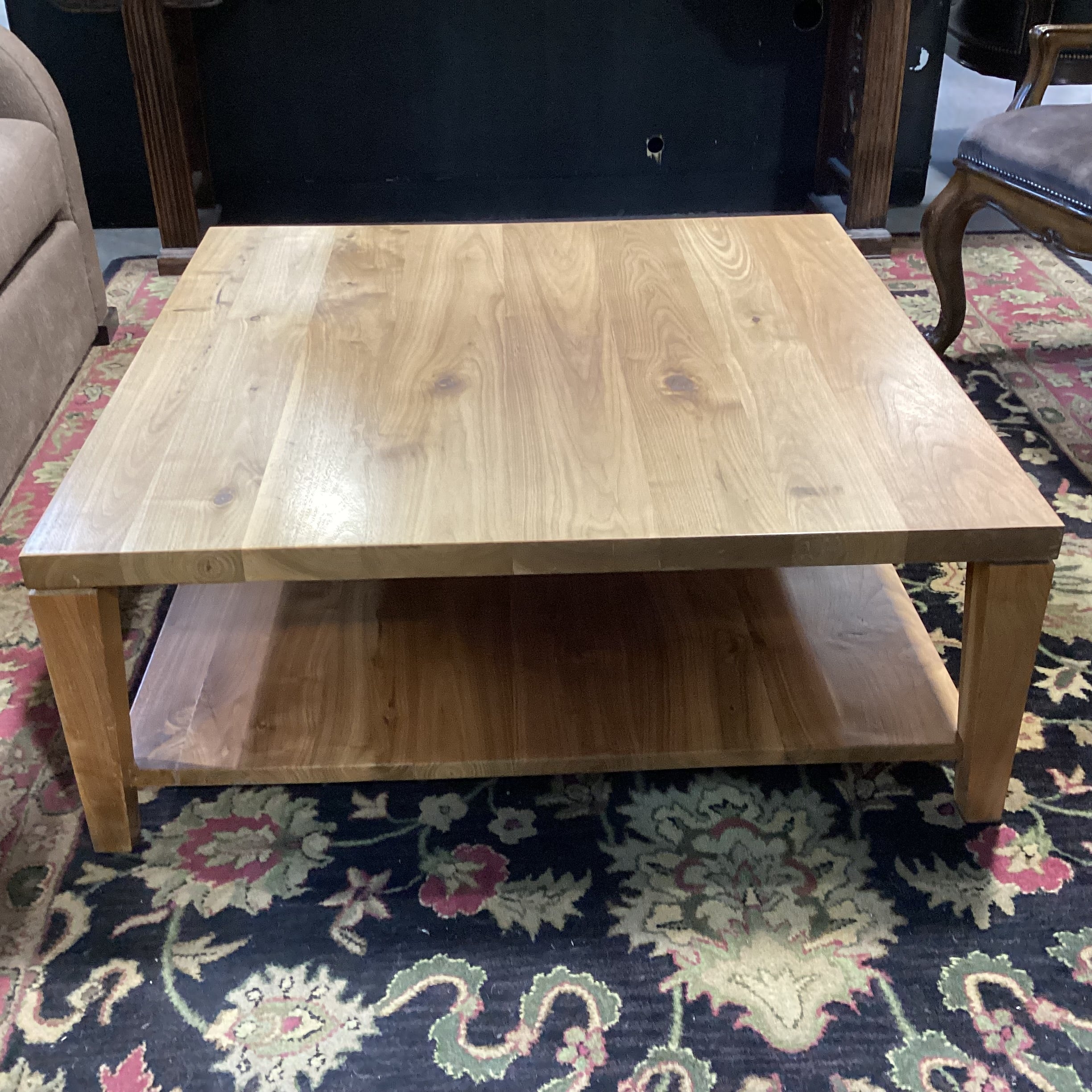 Solid Walnut with Bottom Shelf Coffee Table 42"x 42"x 16"
