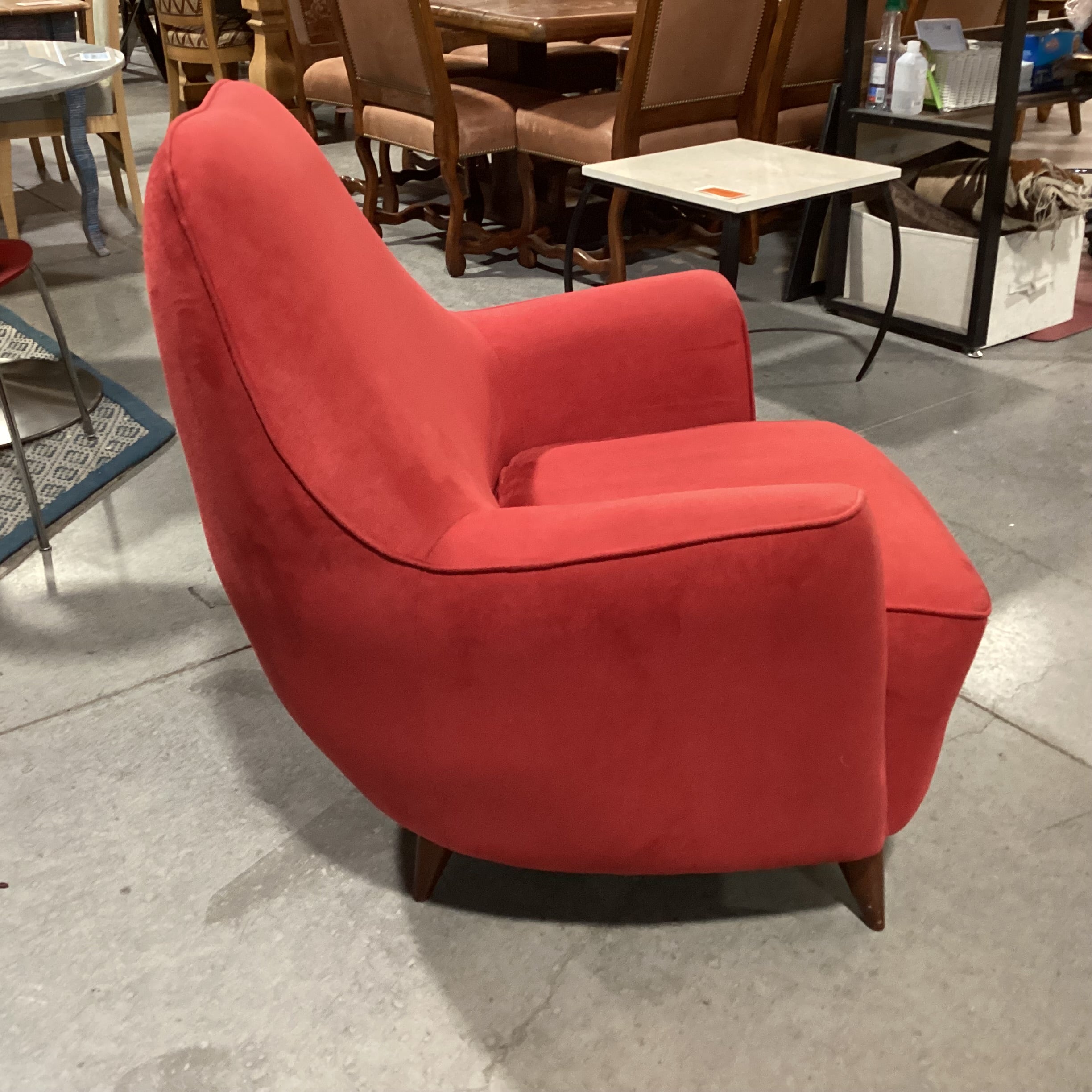 American Leather Furniture Mid Century Style Red Ultra Suede Chair 24"x 35"x 36"