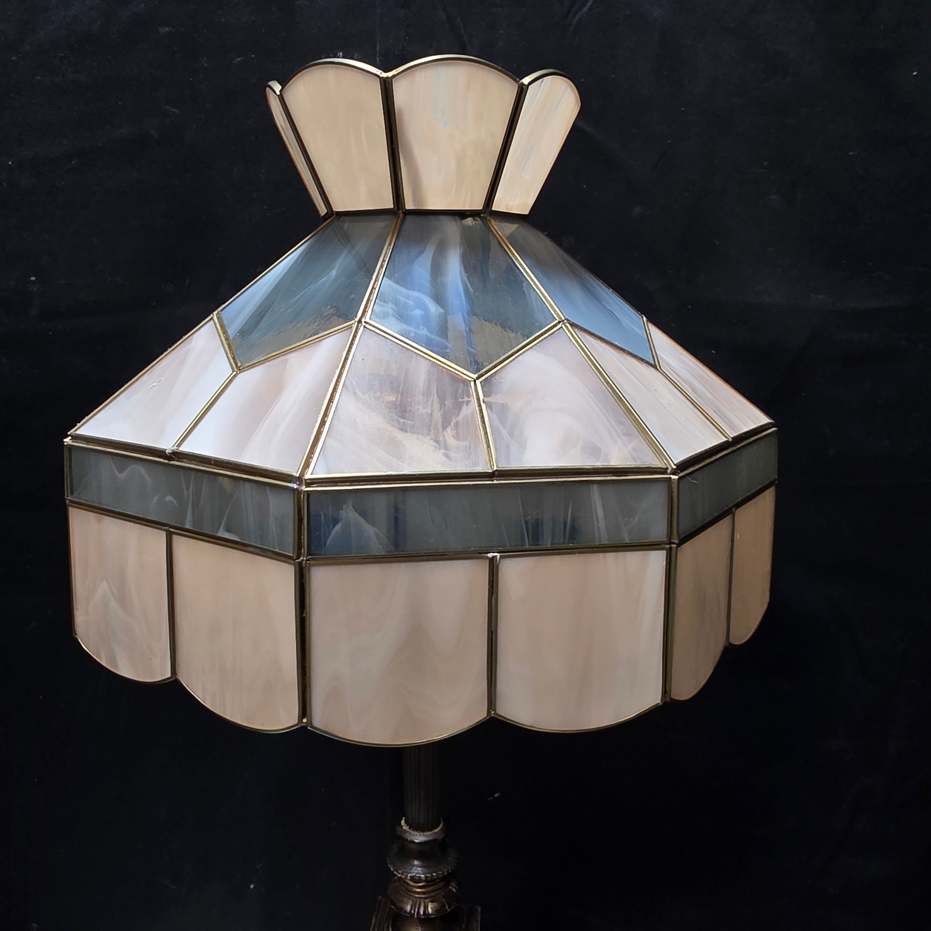 Antique Tiffany Style Square Base Table Lamp 10"x10"x28"