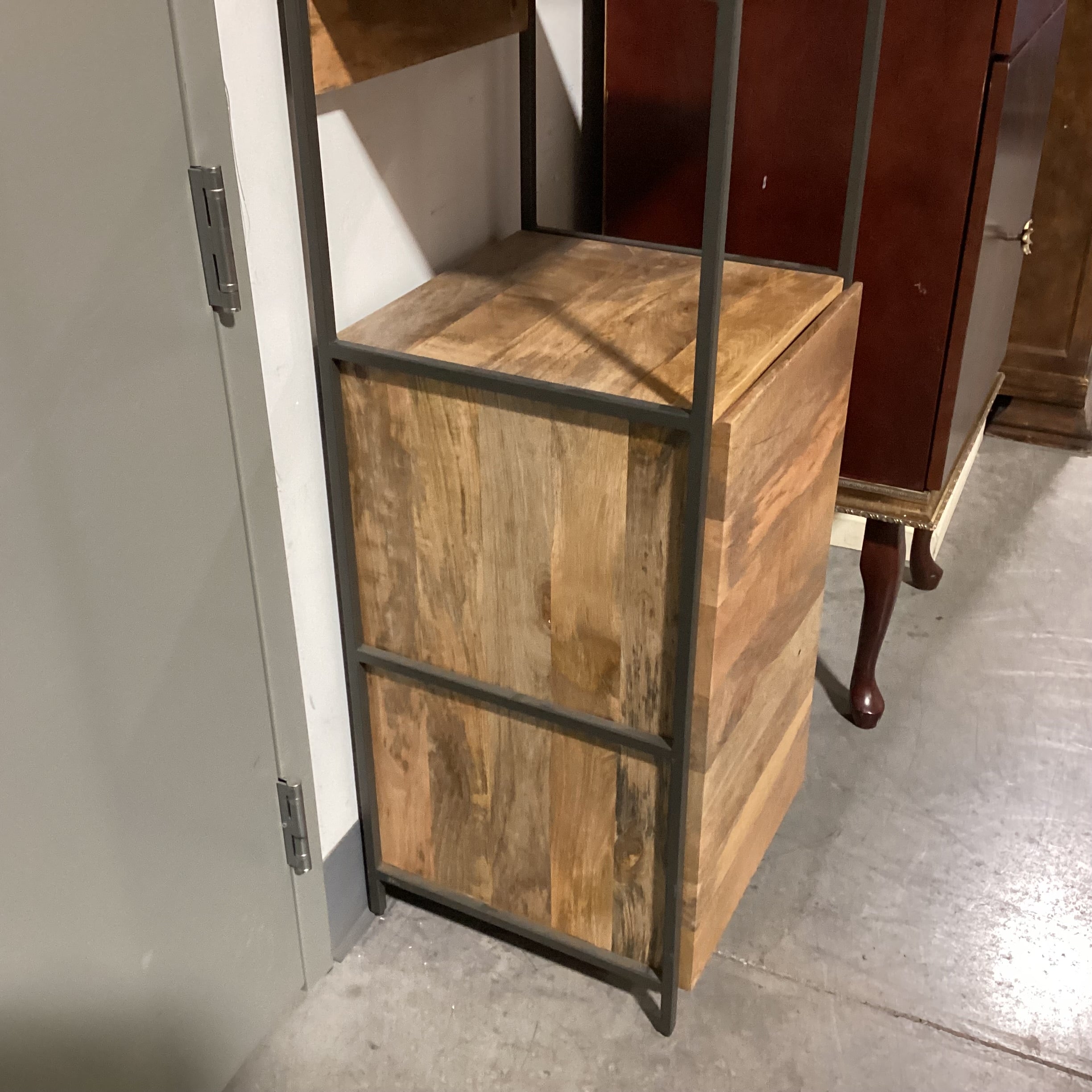 West Elm Natural Mango Wood & Metal with Storage Industrial Modern Shelves 17"x 17"x 84"