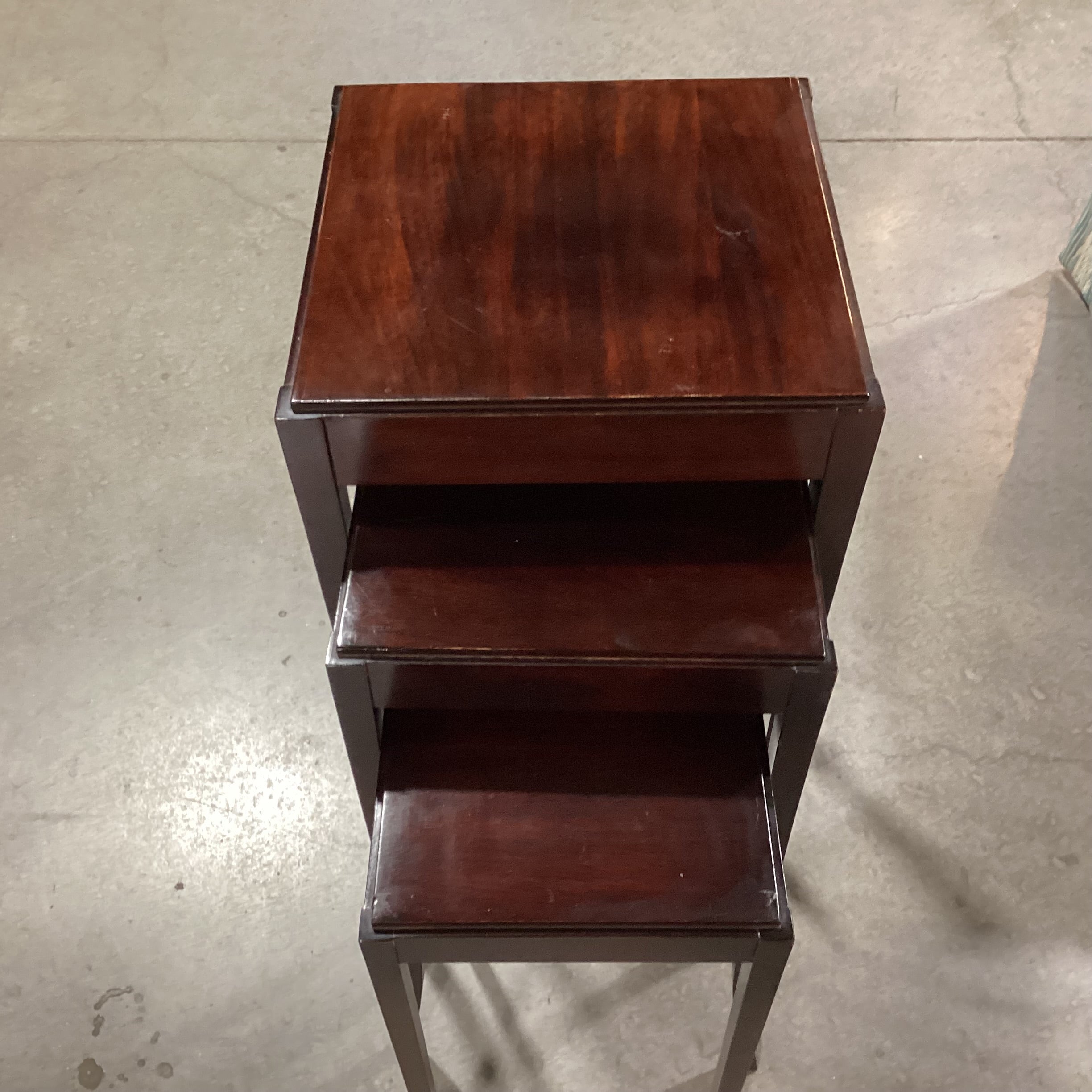 Barbara Barry For Baker Vintage Mahogany Nesting Accent Tables 14.5"x 14.5"x 29"