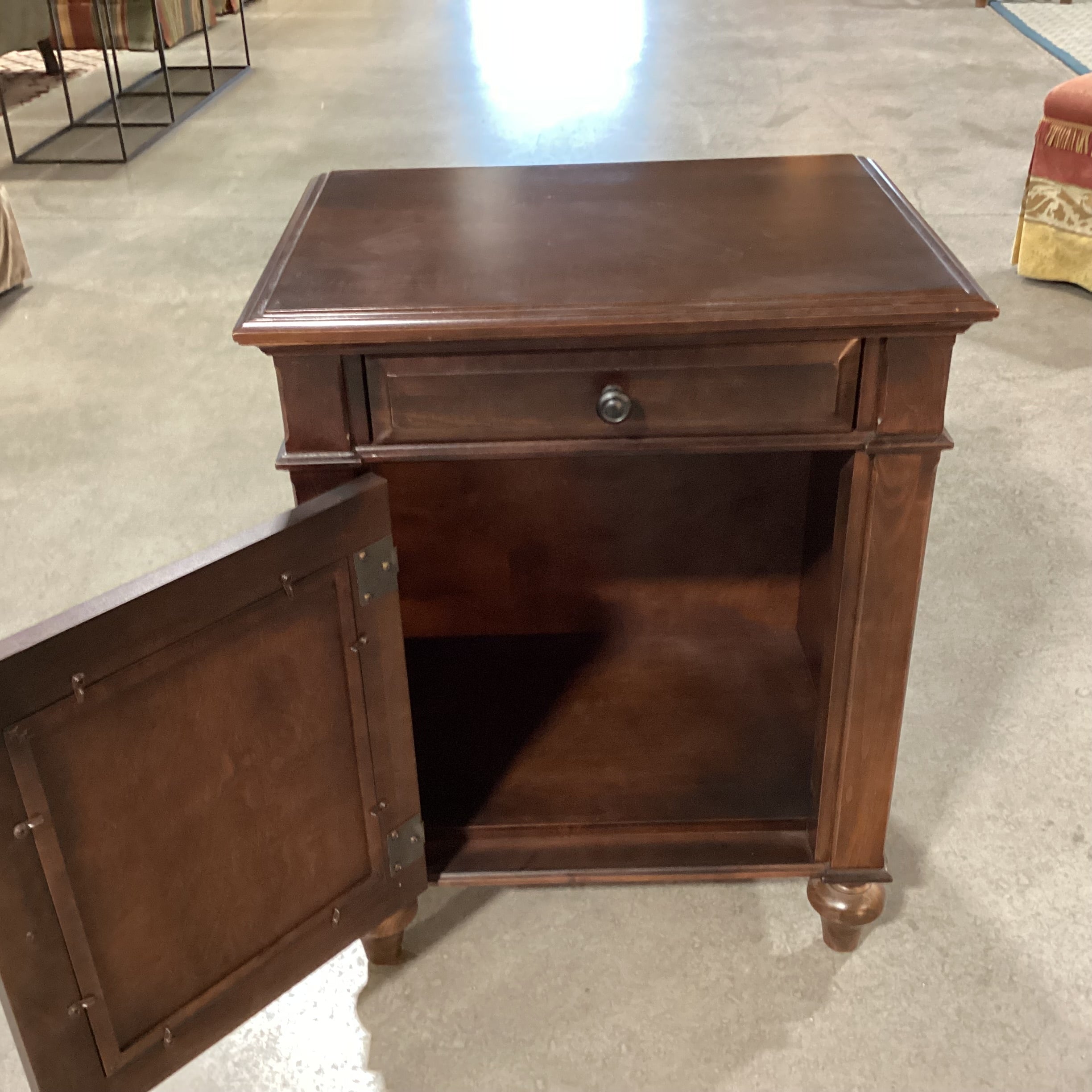Michaels Furniture for Restoration Hardware Dark Finish Carved Wood 1 Caned Door 1 Drawer Nightstand 24.5"x 18"x 31"