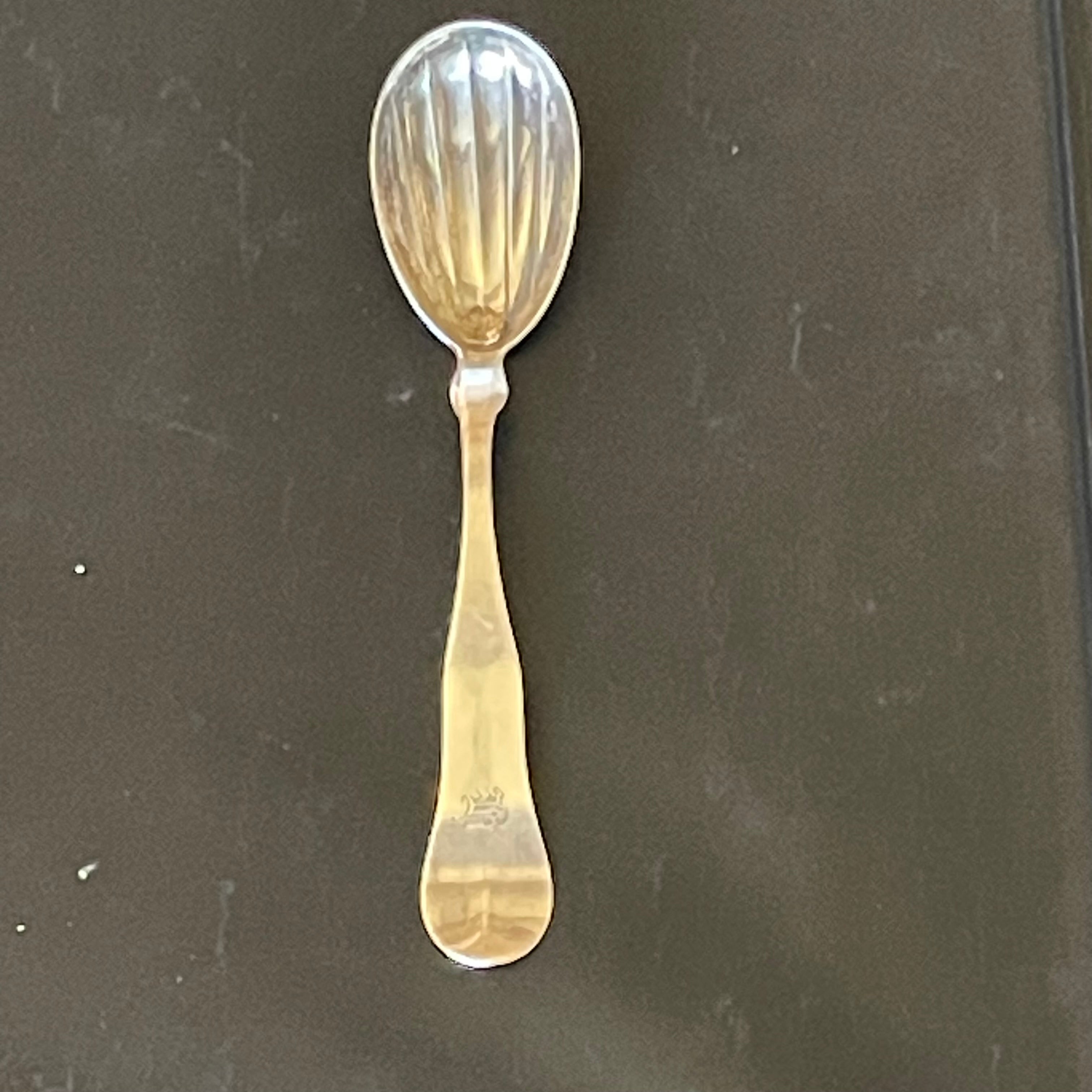 Antique Coin Silver Berry Spoon By Blake&Robinson, Worcester,Ma 1864-1872