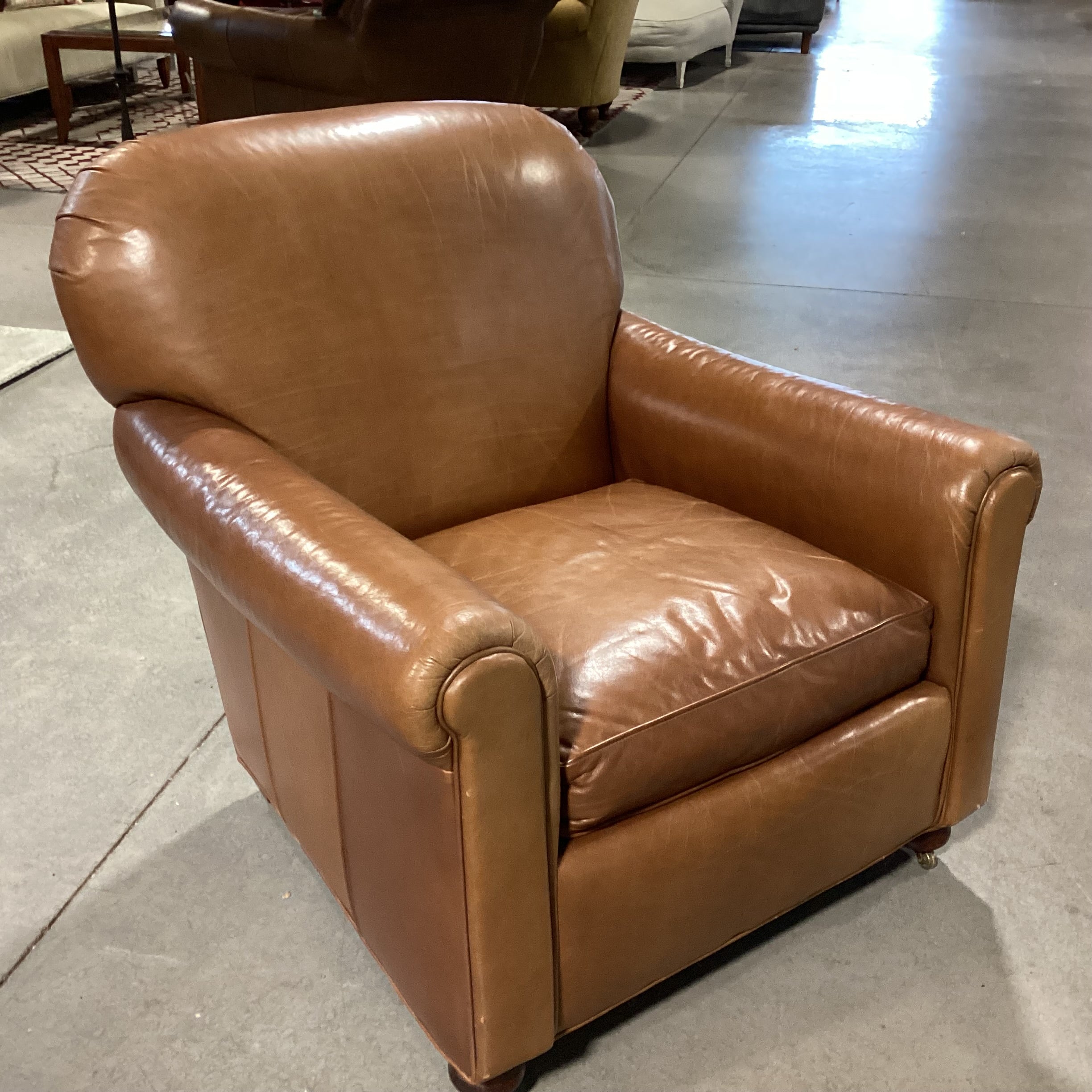 Lee Industries Leather with Front Casters Club Chair 36"x 38"x 35"